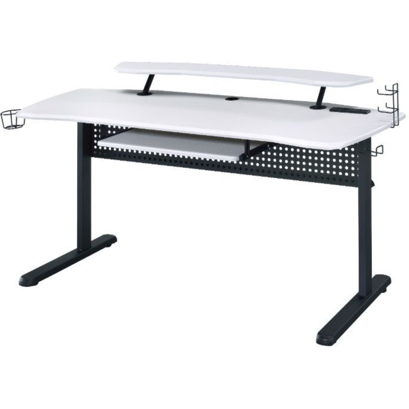 Gaming Table w/USB Port, Black & White Finish