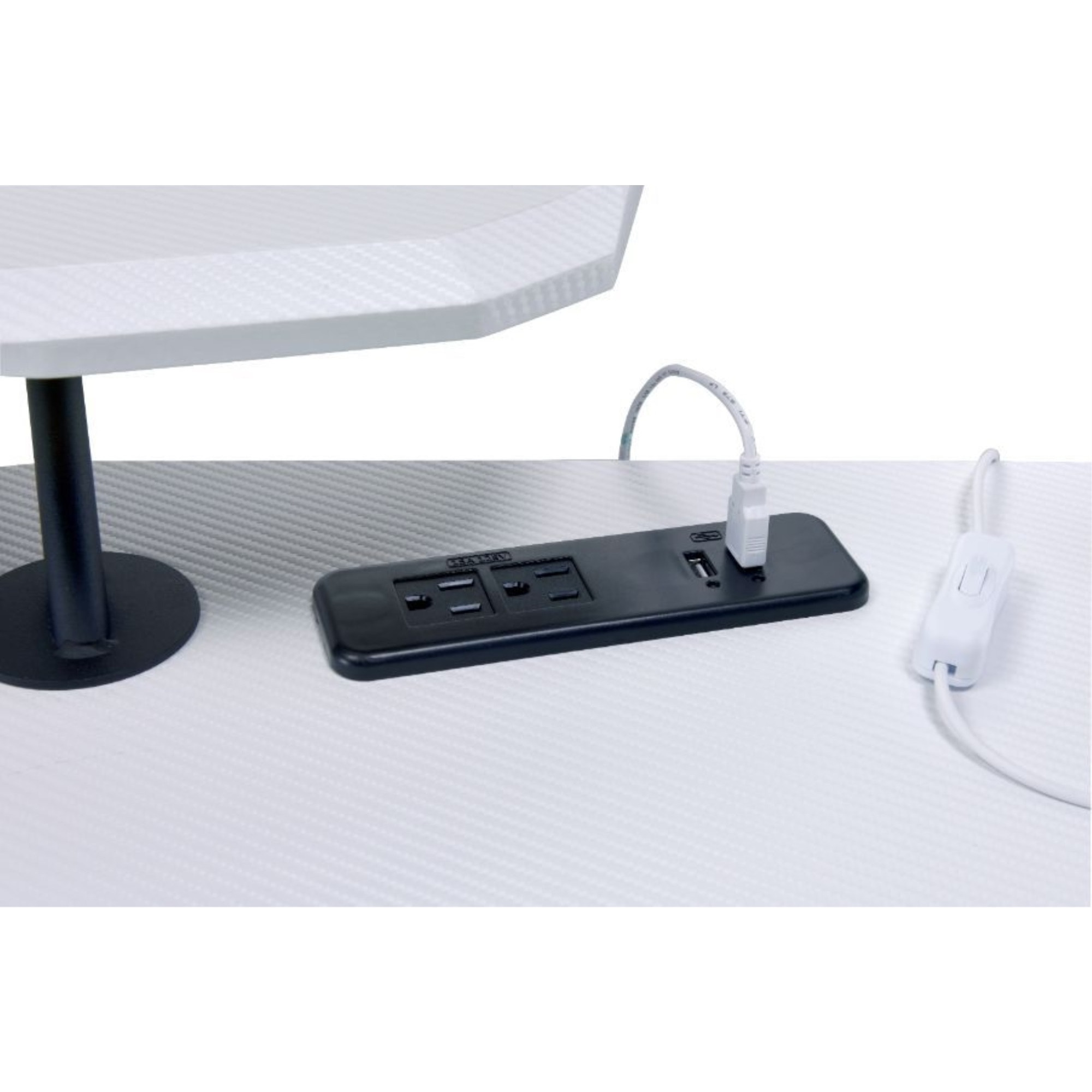 Gaming Table w/USB Port, Black & White Finish