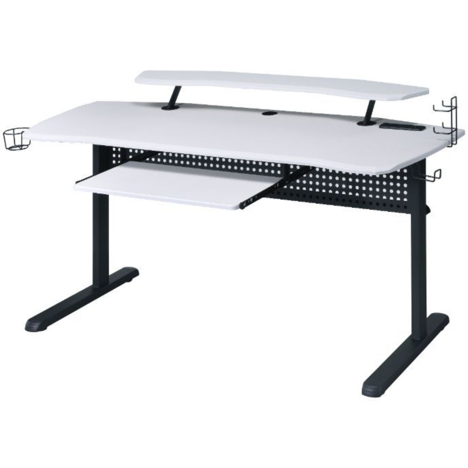 Gaming Table w/USB Port, Black & White Finish