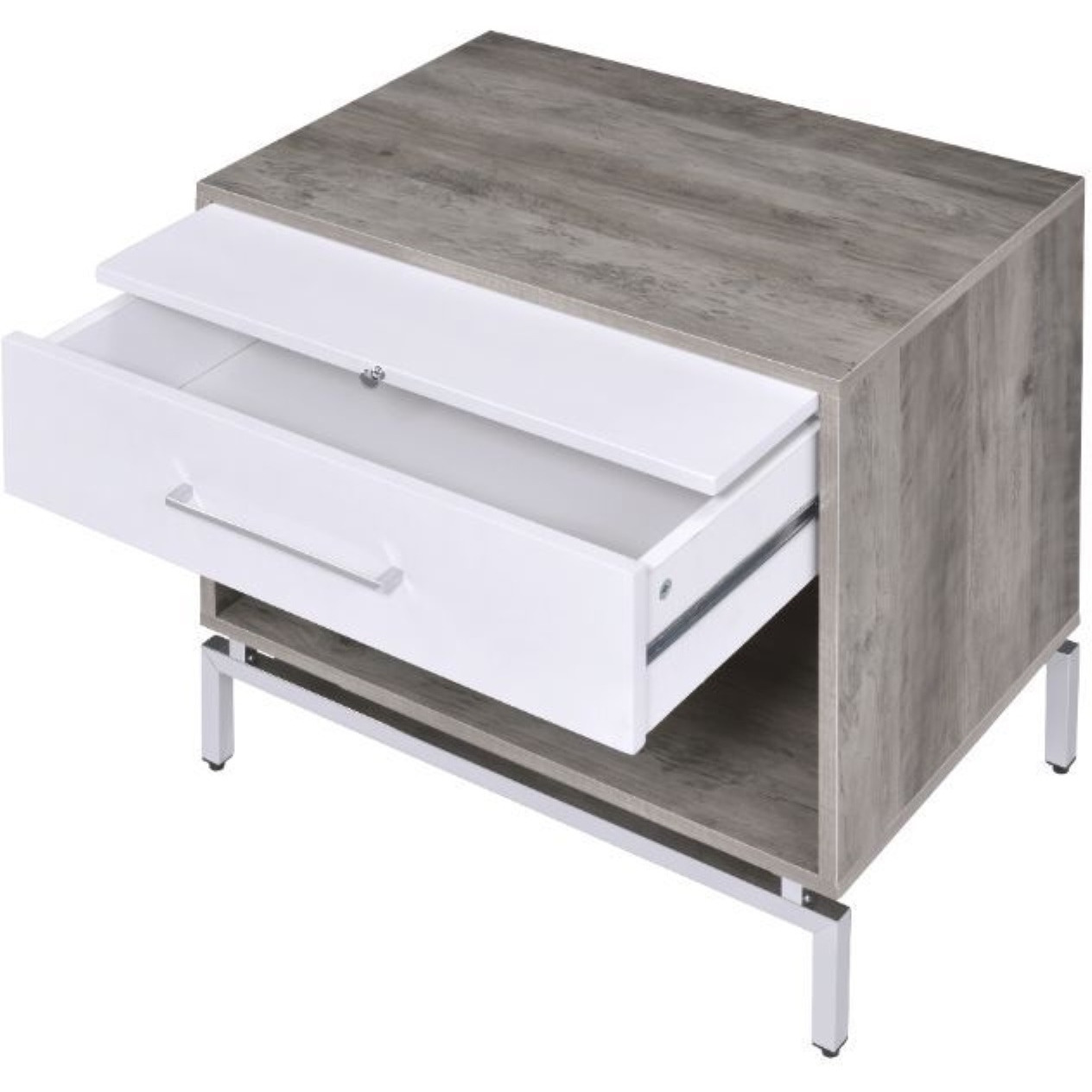 Accent Table, Weathered Gray Oak & White