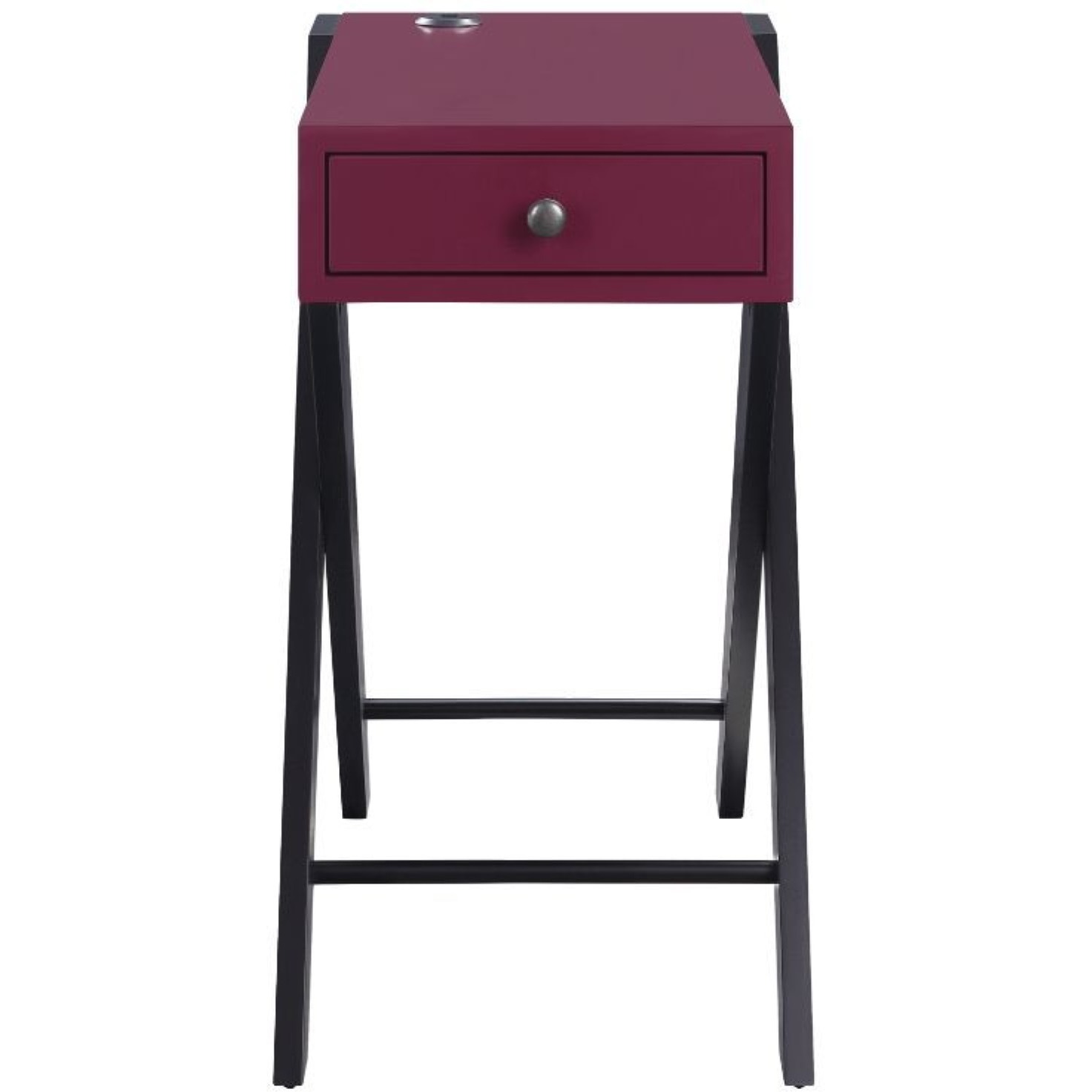 Accent Table (USB Charging Dock), Burgundy & Black