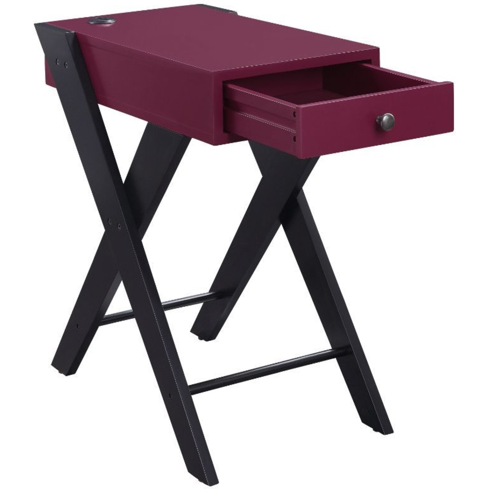 Accent Table (USB Charging Dock), Burgundy & Black