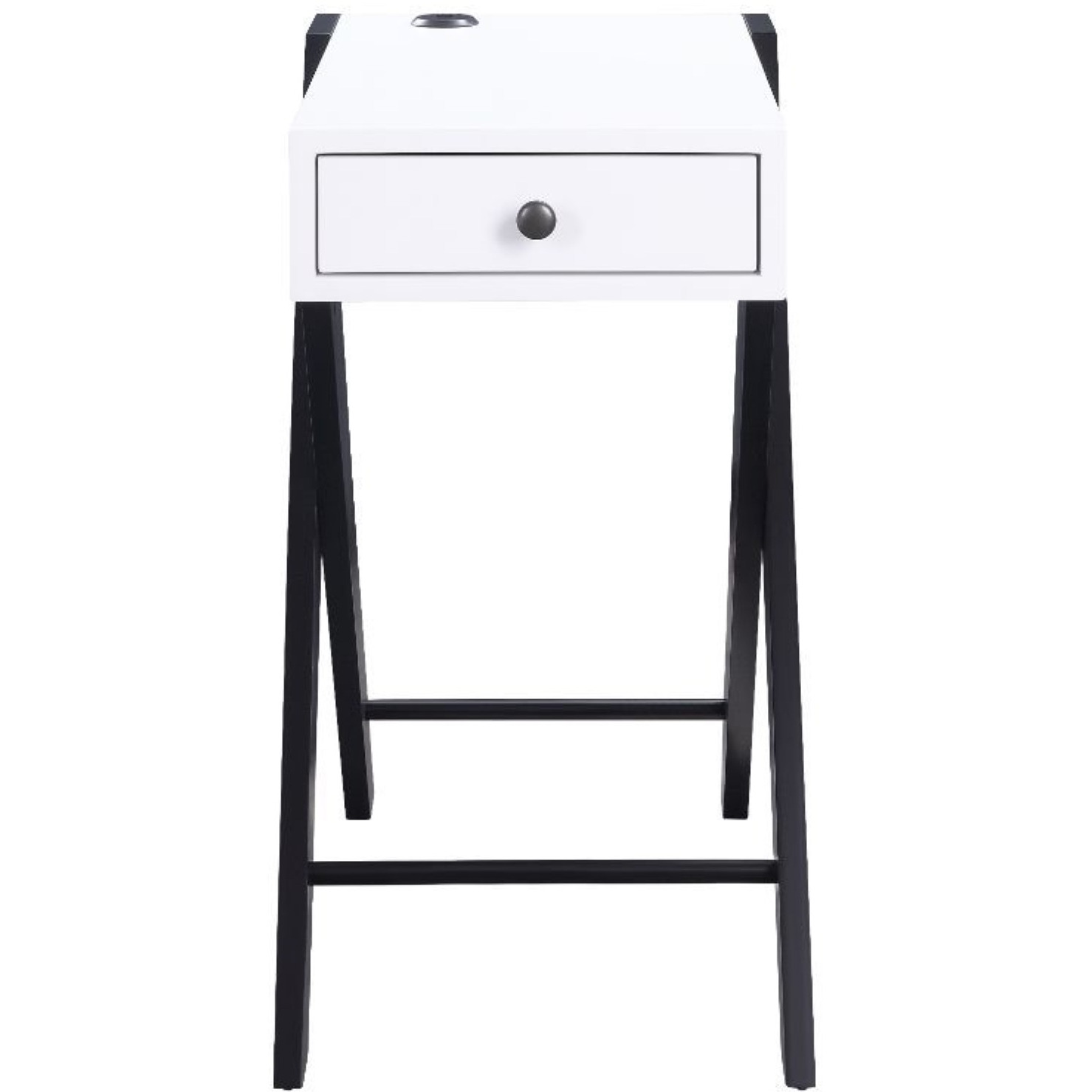 Accent Table (USB Charging Dock), White & Black