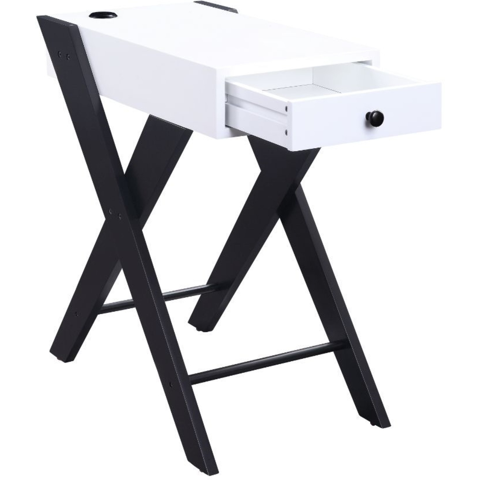 Accent Table (USB Charging Dock), White & Black