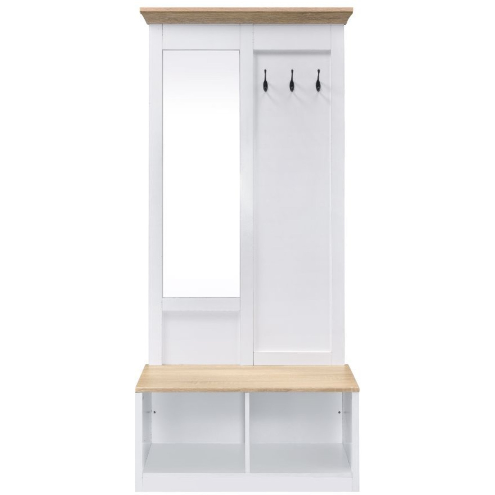 Hall Tree, Light Oak & White Finish