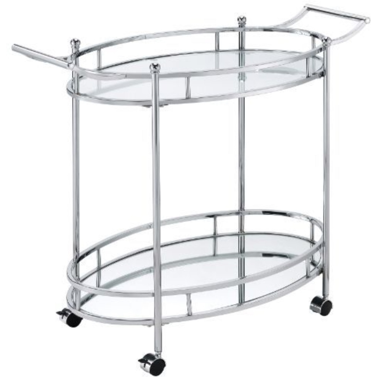 Serving Cart, Clear Glass & Chrome Finish