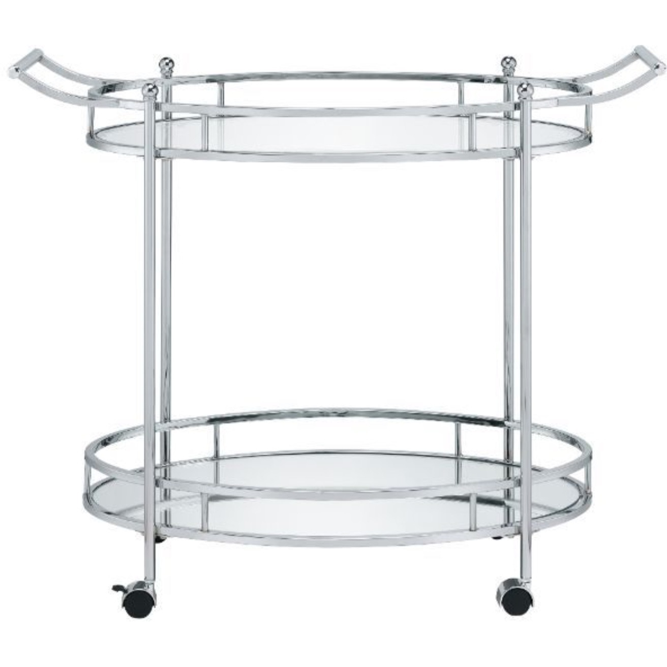 Serving Cart, Clear Glass & Chrome Finish