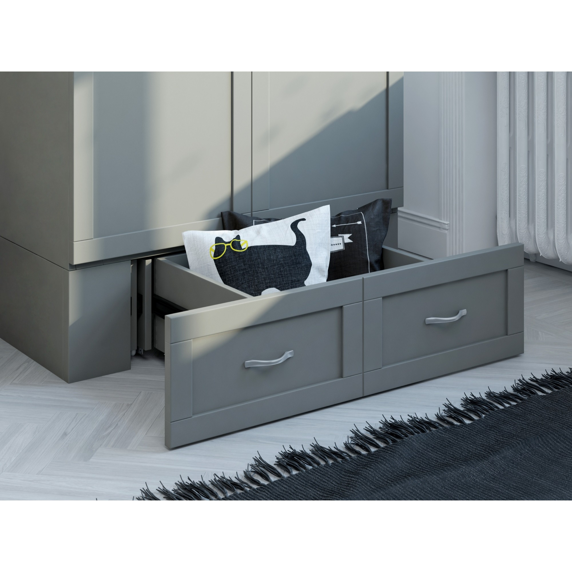 Hamilton Murphy Bed Chest Twin Extra Long Grey with Charging Station