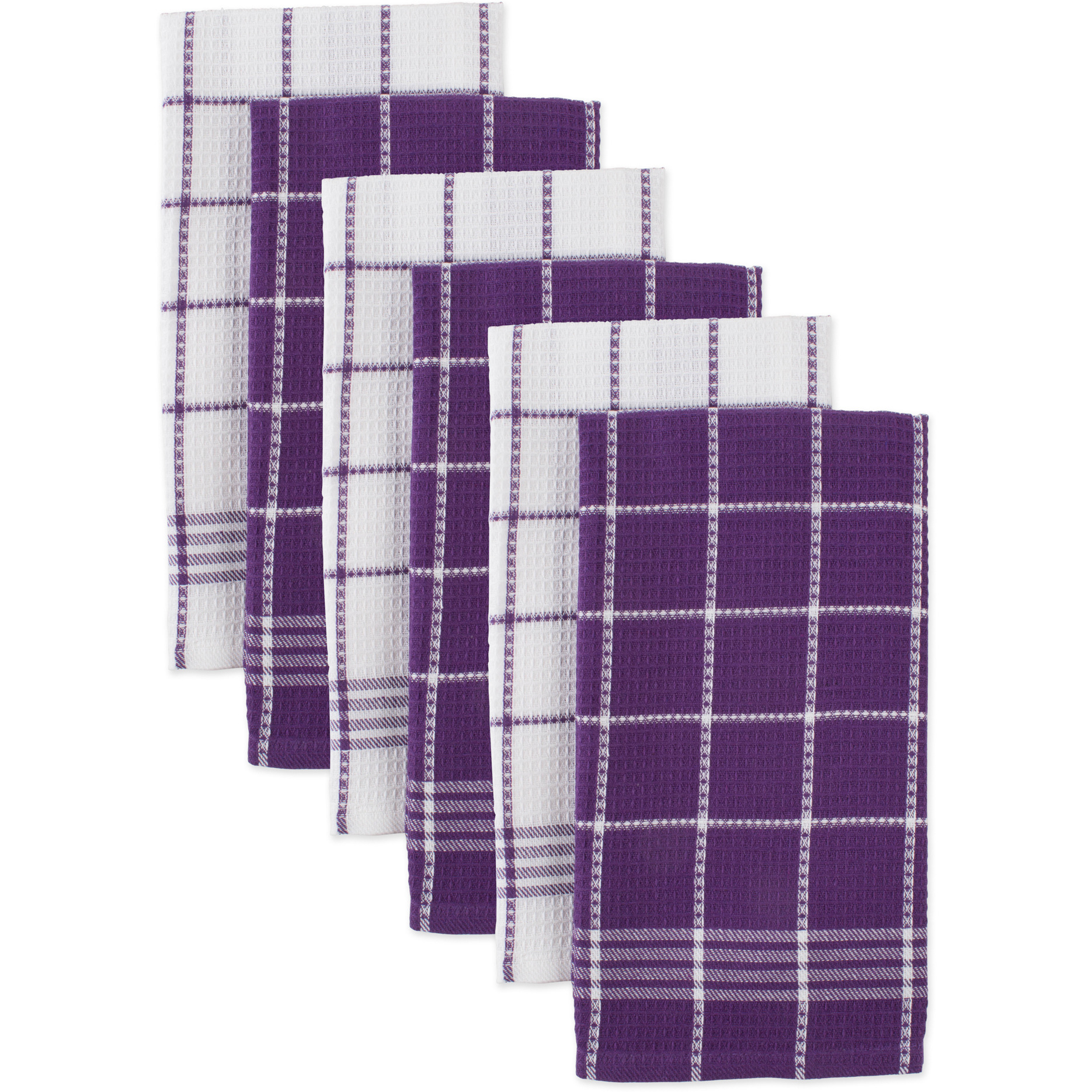 J&M Eggplant Waffle Weave Dishtowel (Set of 6)