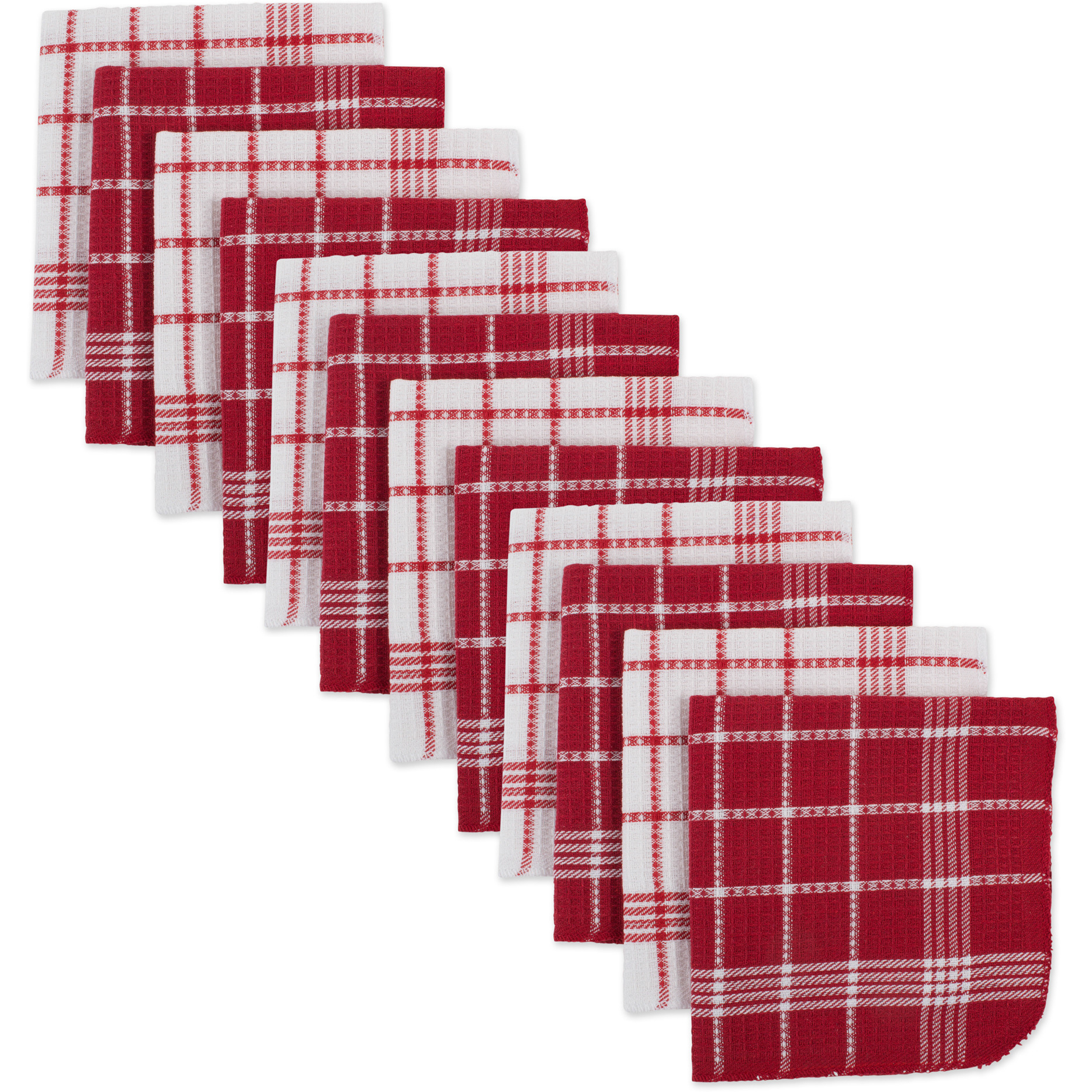 J&M Red Waffle Weave Dishcloth (Set of 12)