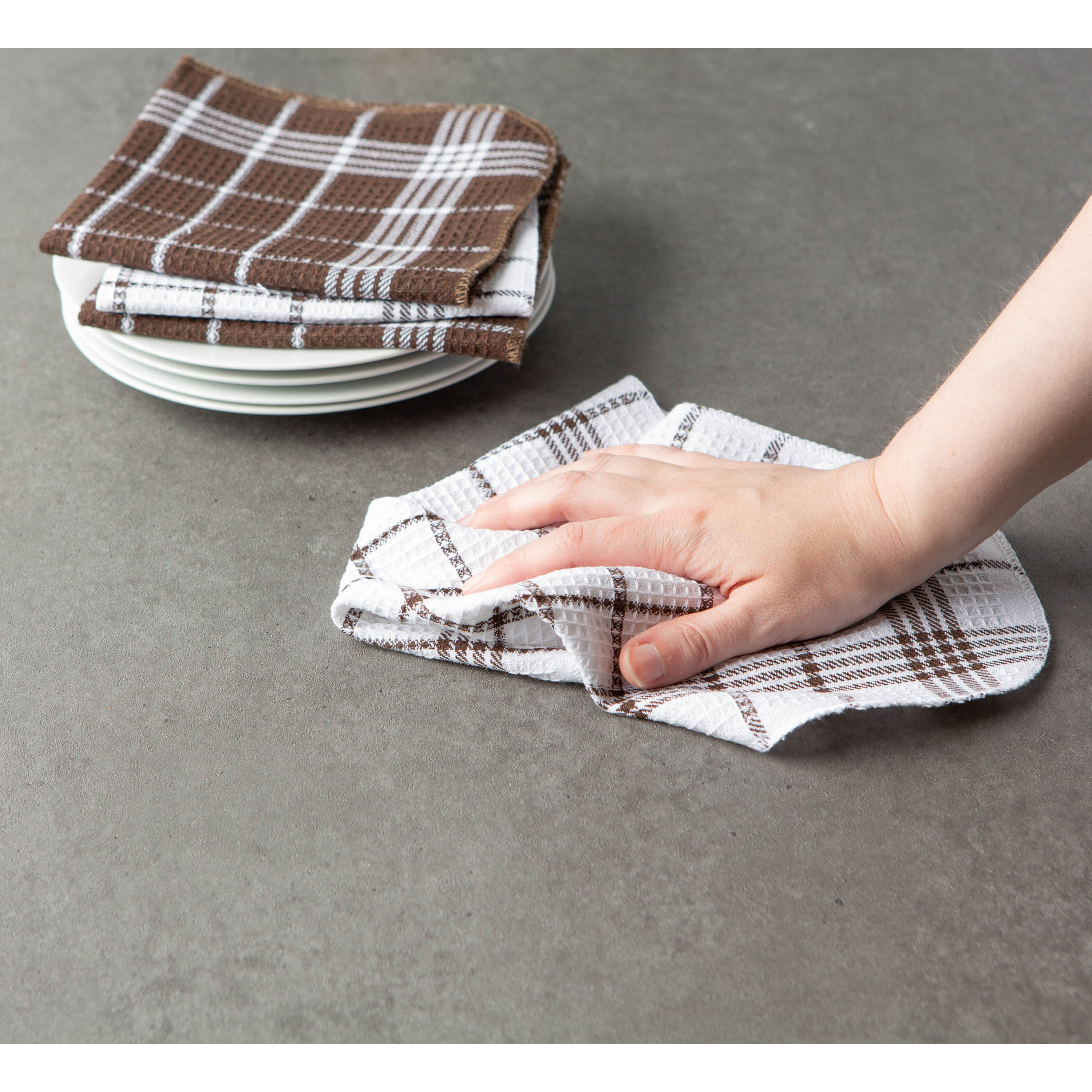 J&M Mocha Waffle Weave Dishcloth  (Set of 12)