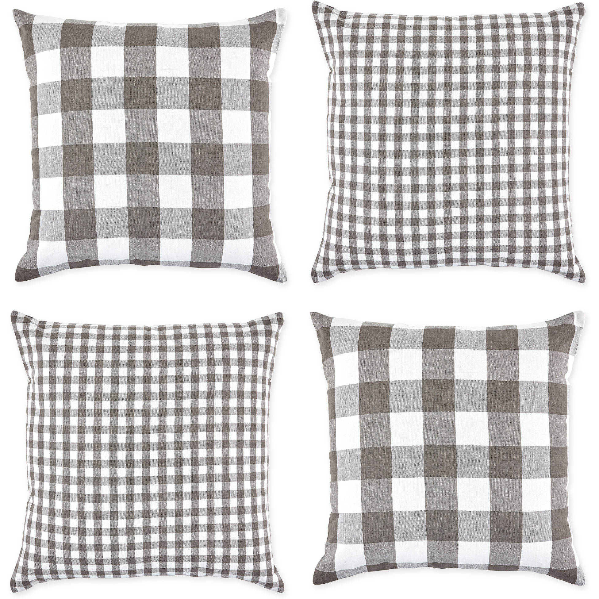 DII Assorted Gray/White Gingham/Buffalo Check Pillow Cover 18x18 Set/4