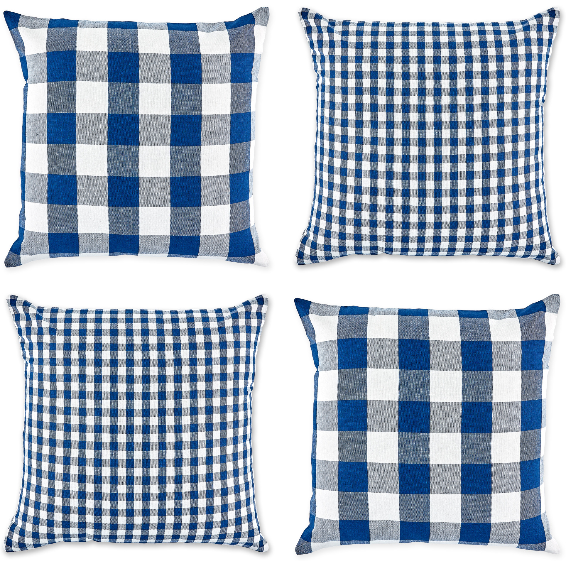 DII Assorted Navy/Off White Gingham/Buffalo Check Pillow Cover 18x18 Set/4