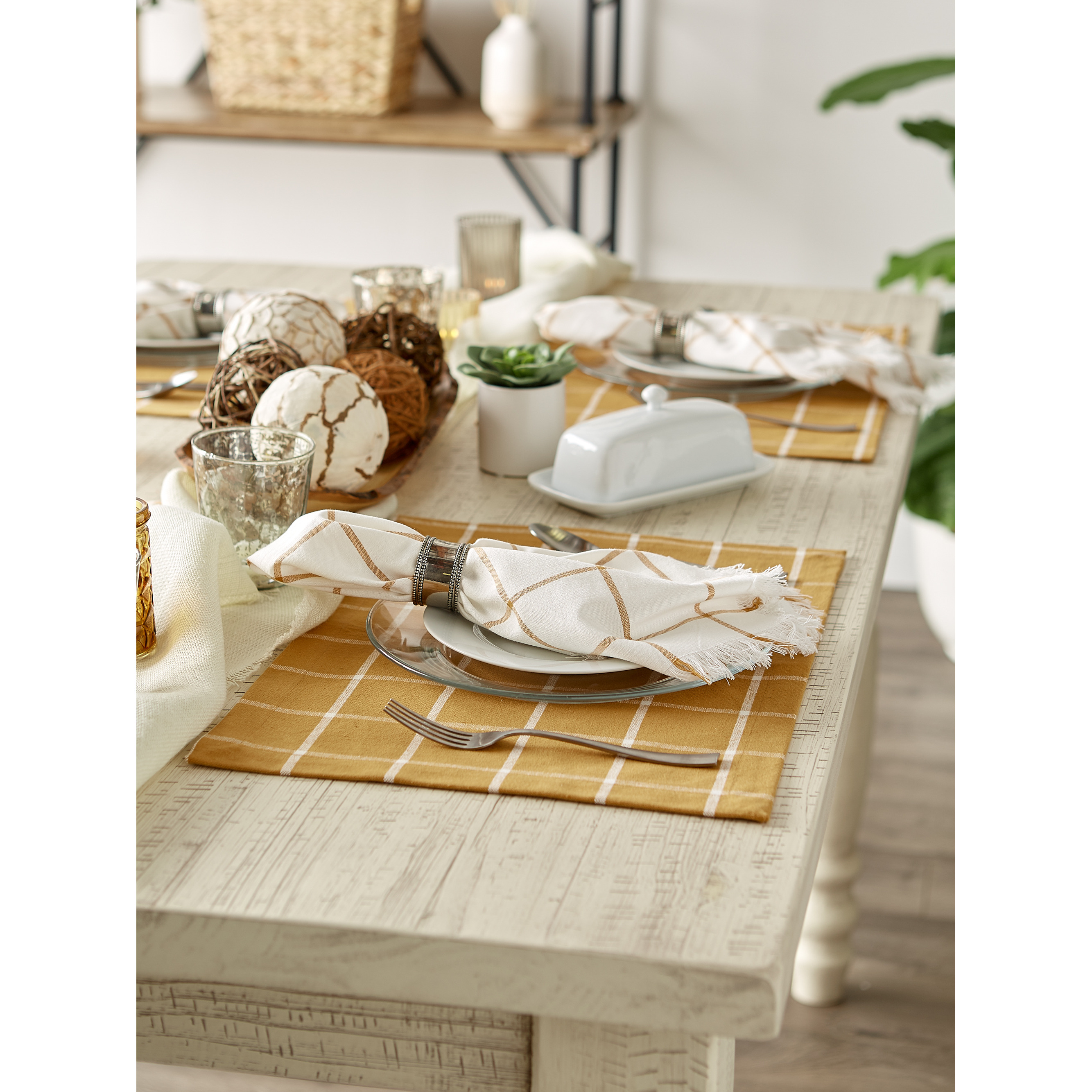 DII Honey Gold Check Placemat (Set of 6)