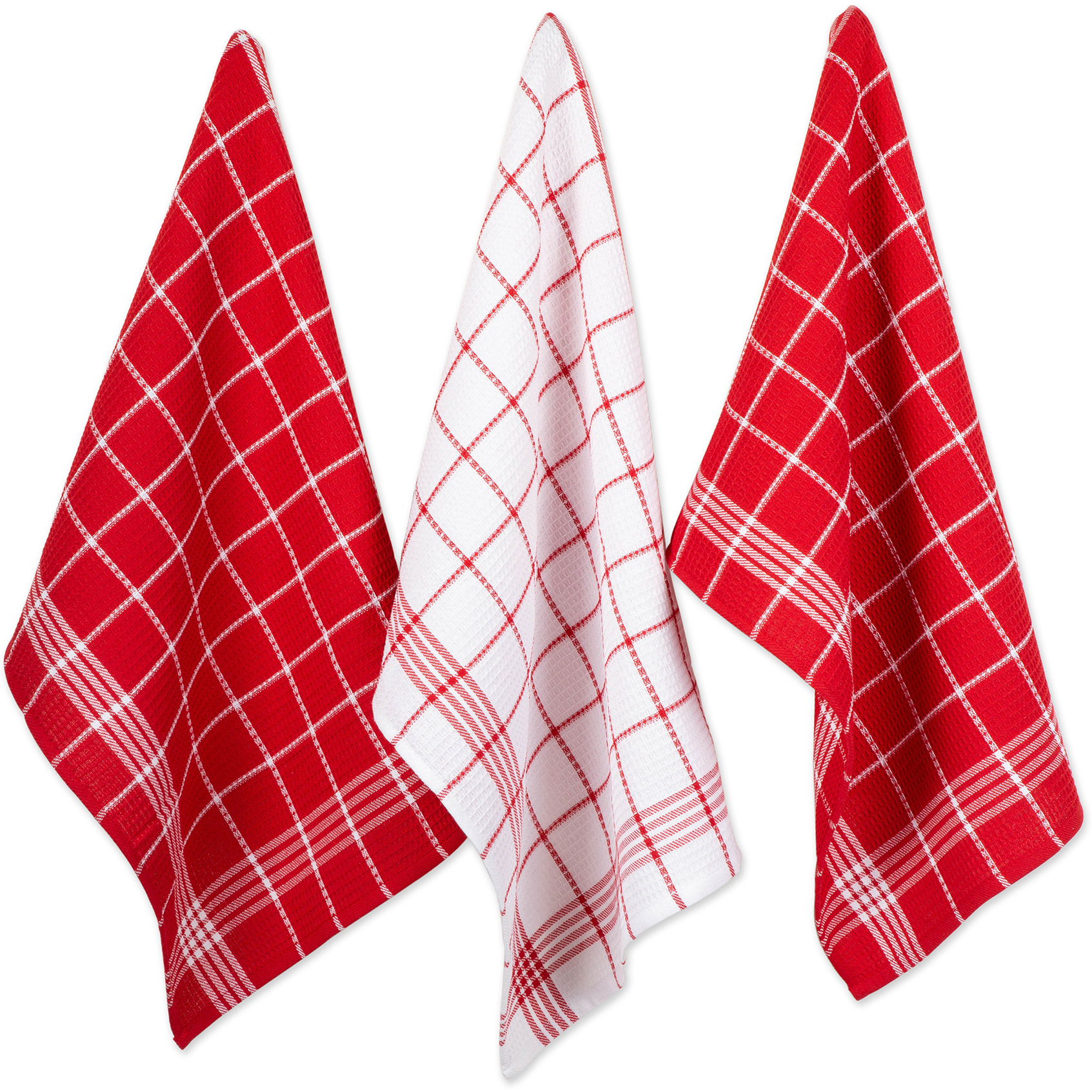 DII Red Waffle Weave Dishtowel Set of 6