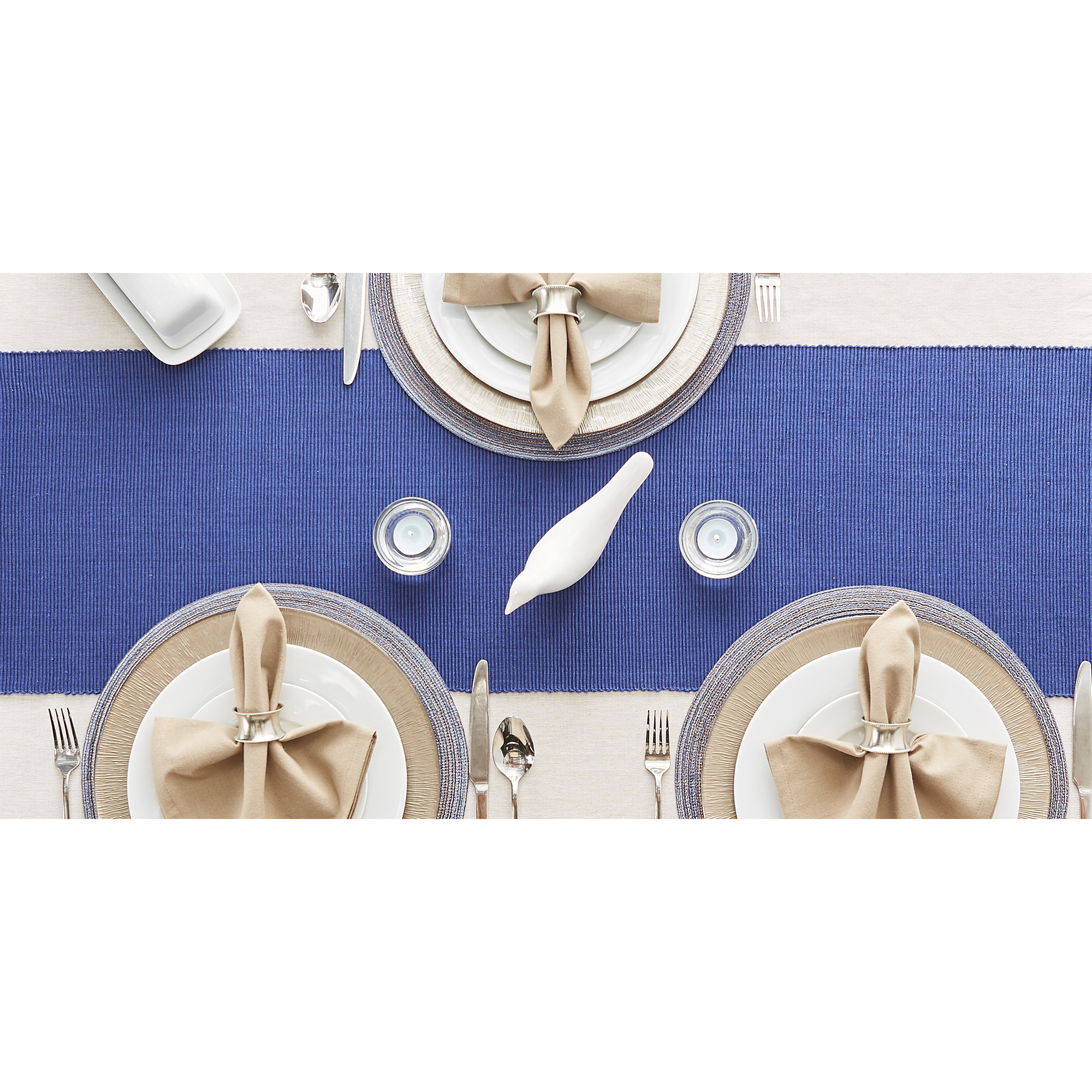 DII Nautical Blue Ribbed Table Runner 13x72