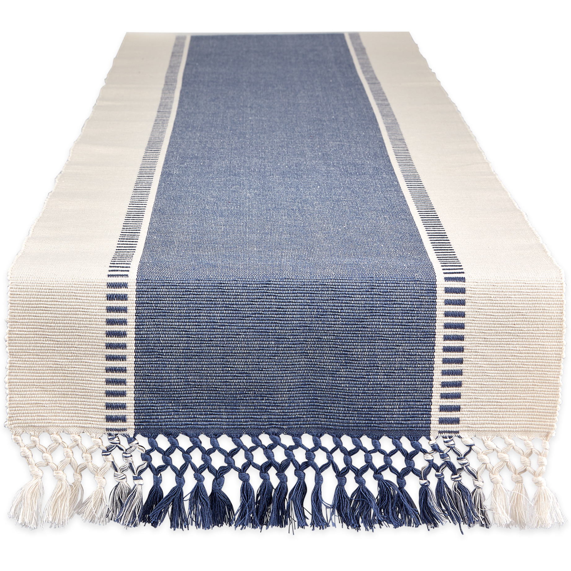 DII French Blue Dobby Stripe Table Runner 13x72