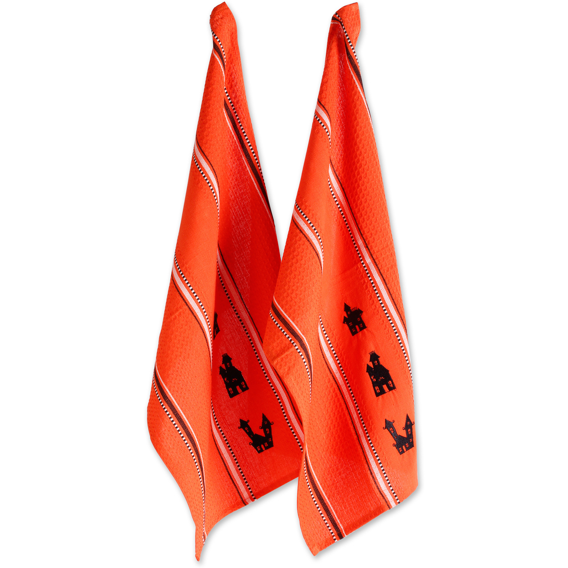 DII Haunted Houses Embroidered Dishtowel (Set of 2)