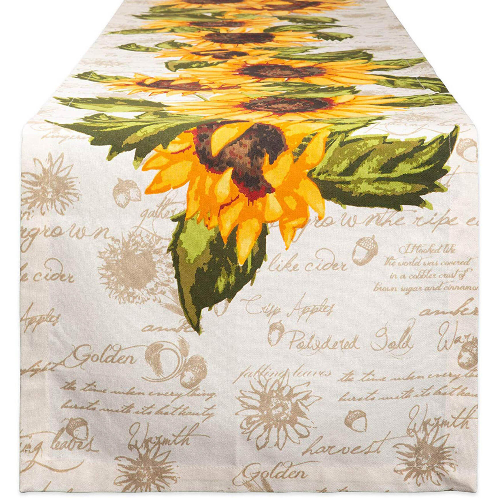 DII Rustic Sunflowers Printed Table Runner 14x108