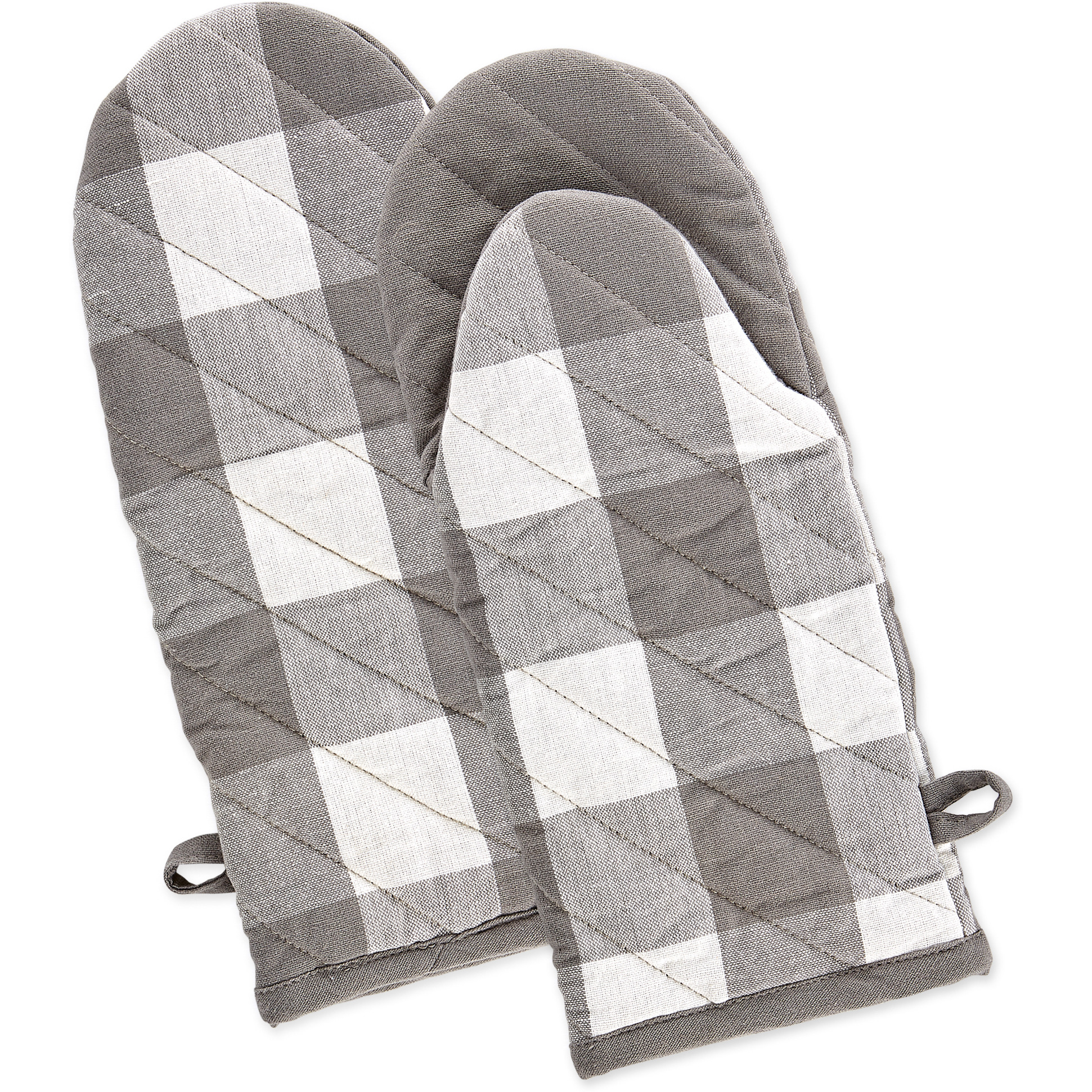 DII Gray & White Buffalo Check Oven Mitt Set/2