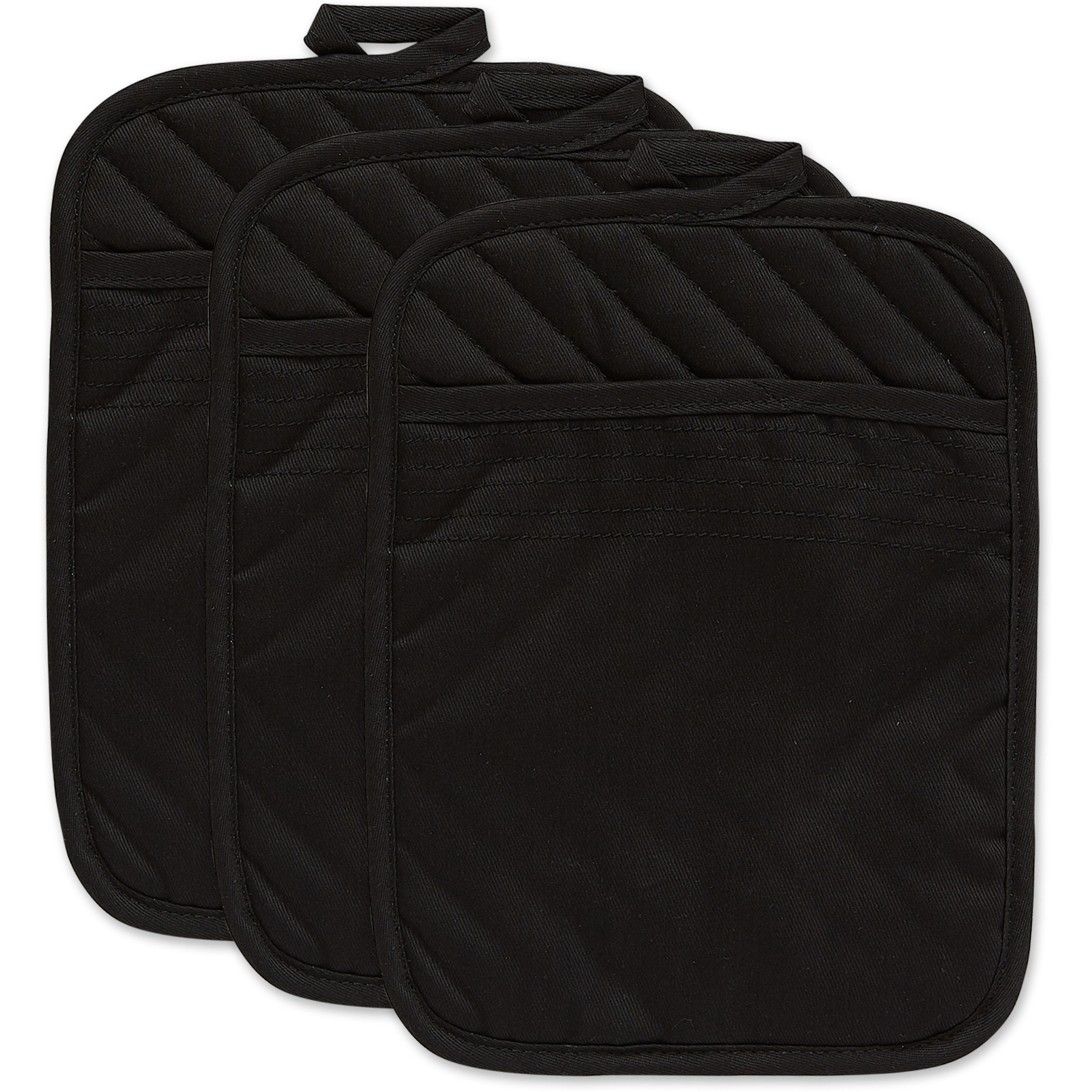 DII Black Quilted Potholder Set/3