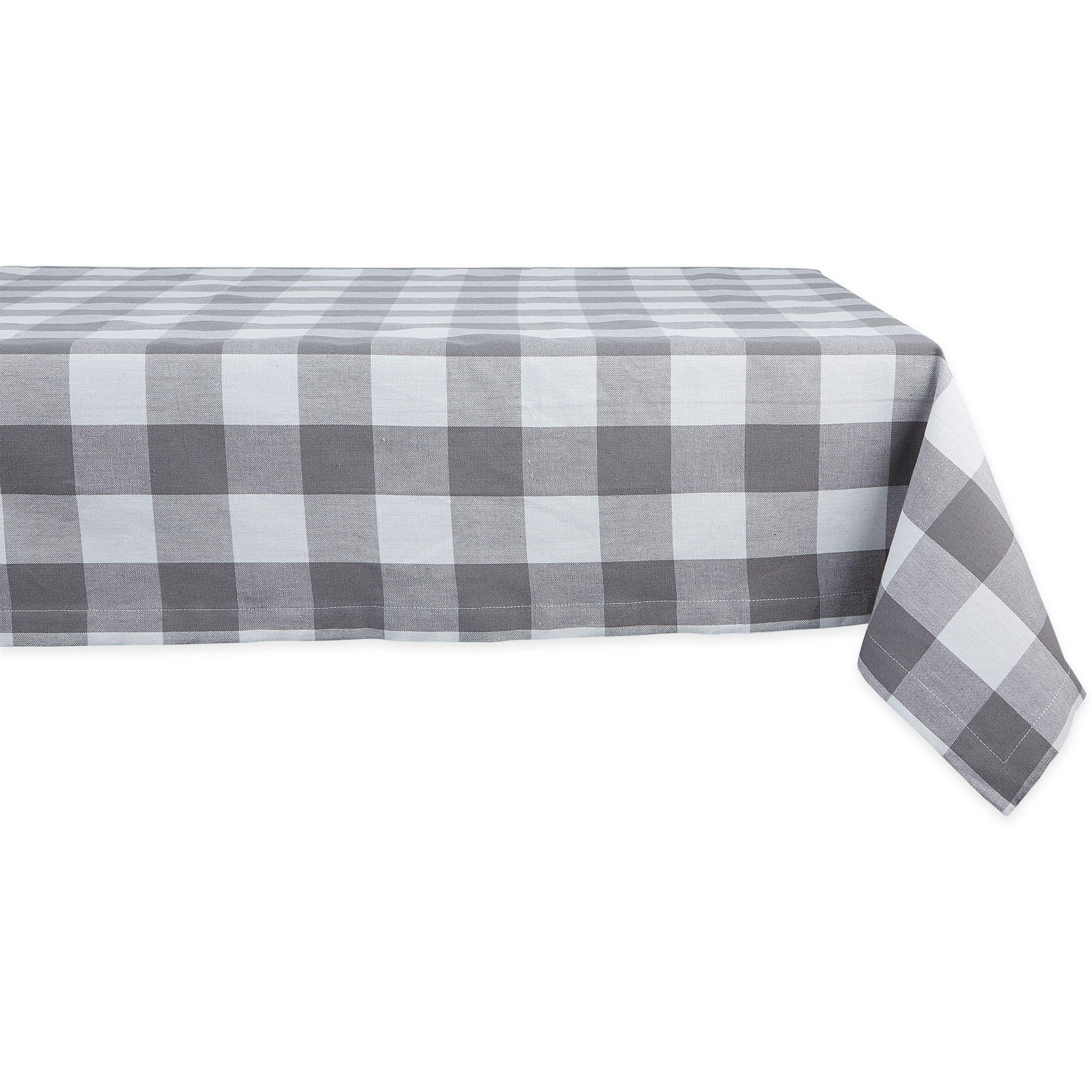 DII Gray & White Buffalo Check Tablecloth 60x84