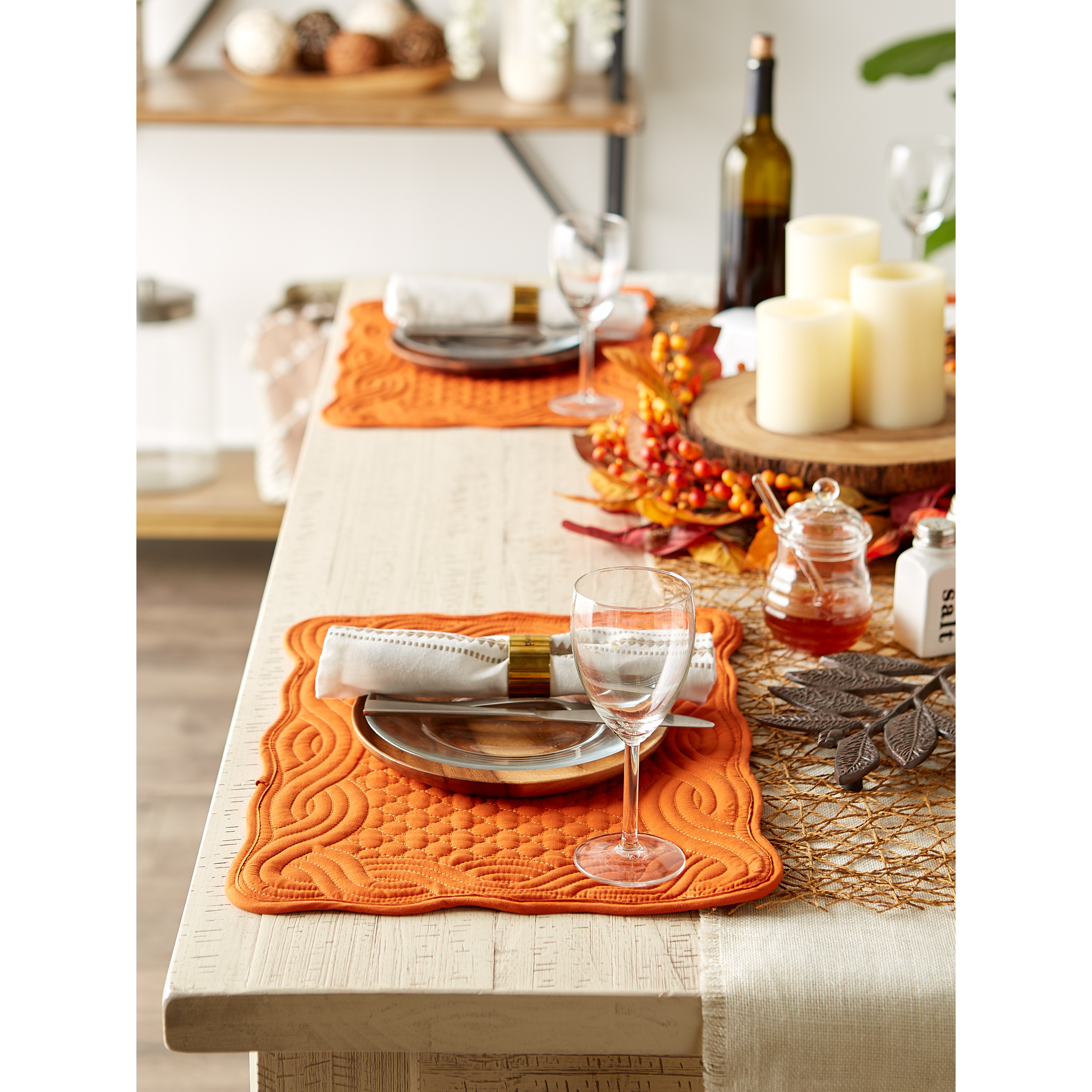 DII Pumpkin Spice Quilted Farmhouse Placemat (Set of 6)