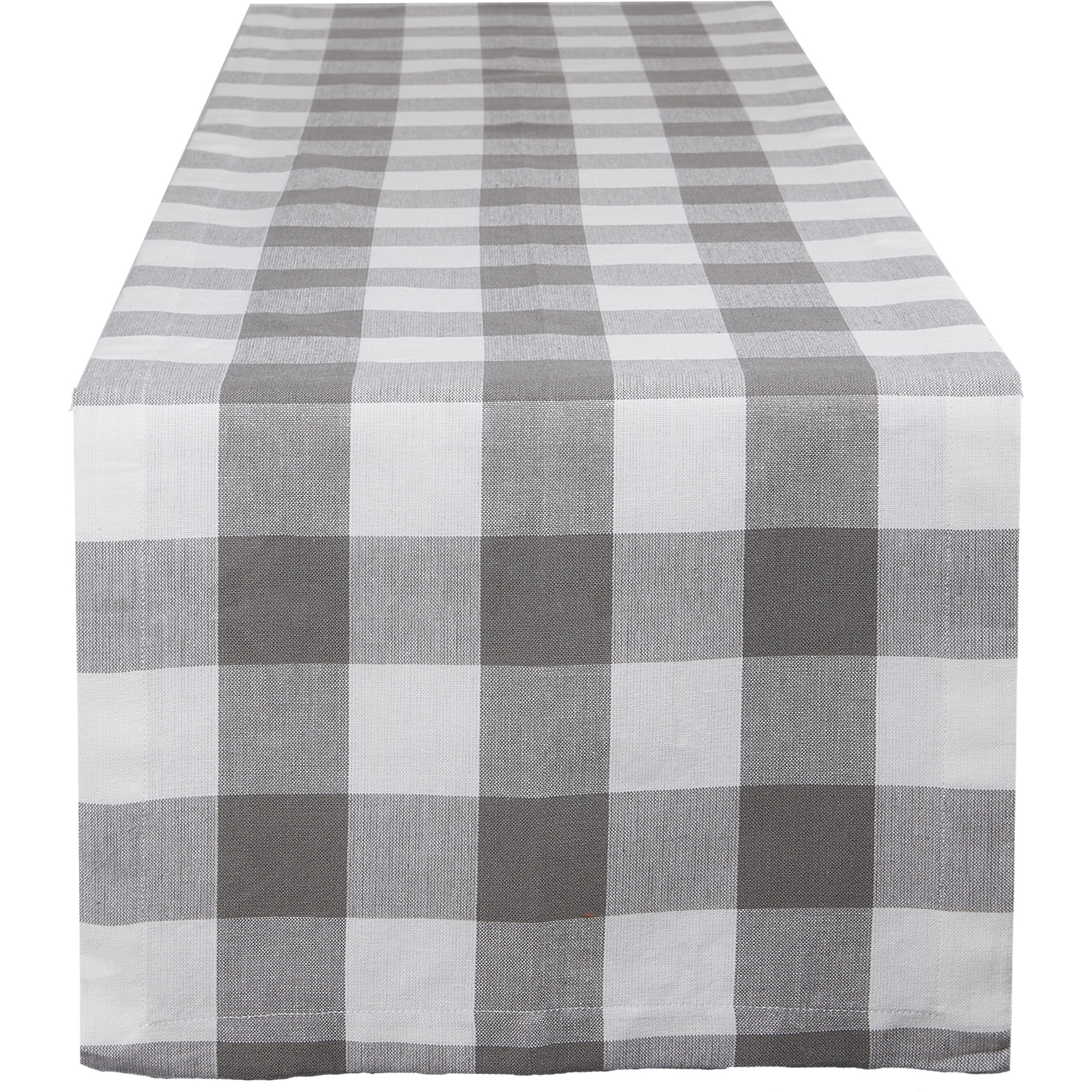 DII Gray & White Buffalo Check Table Runner 14x108
