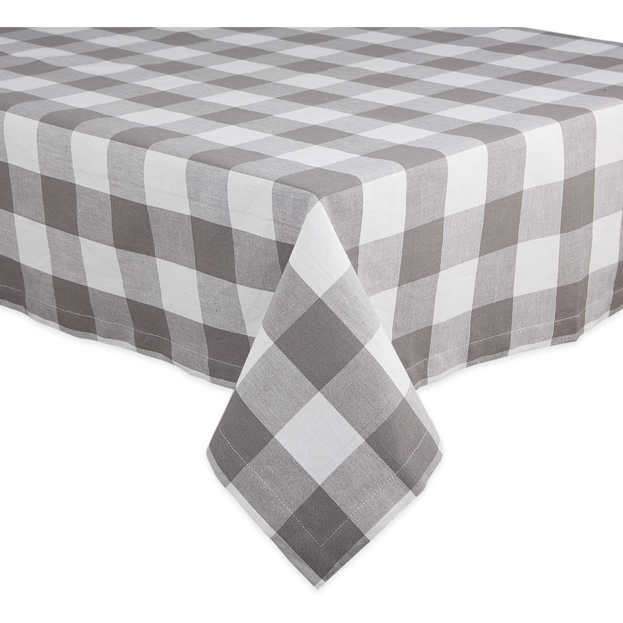 DII Gray & White Buffalo Check Tablecloth 60x104