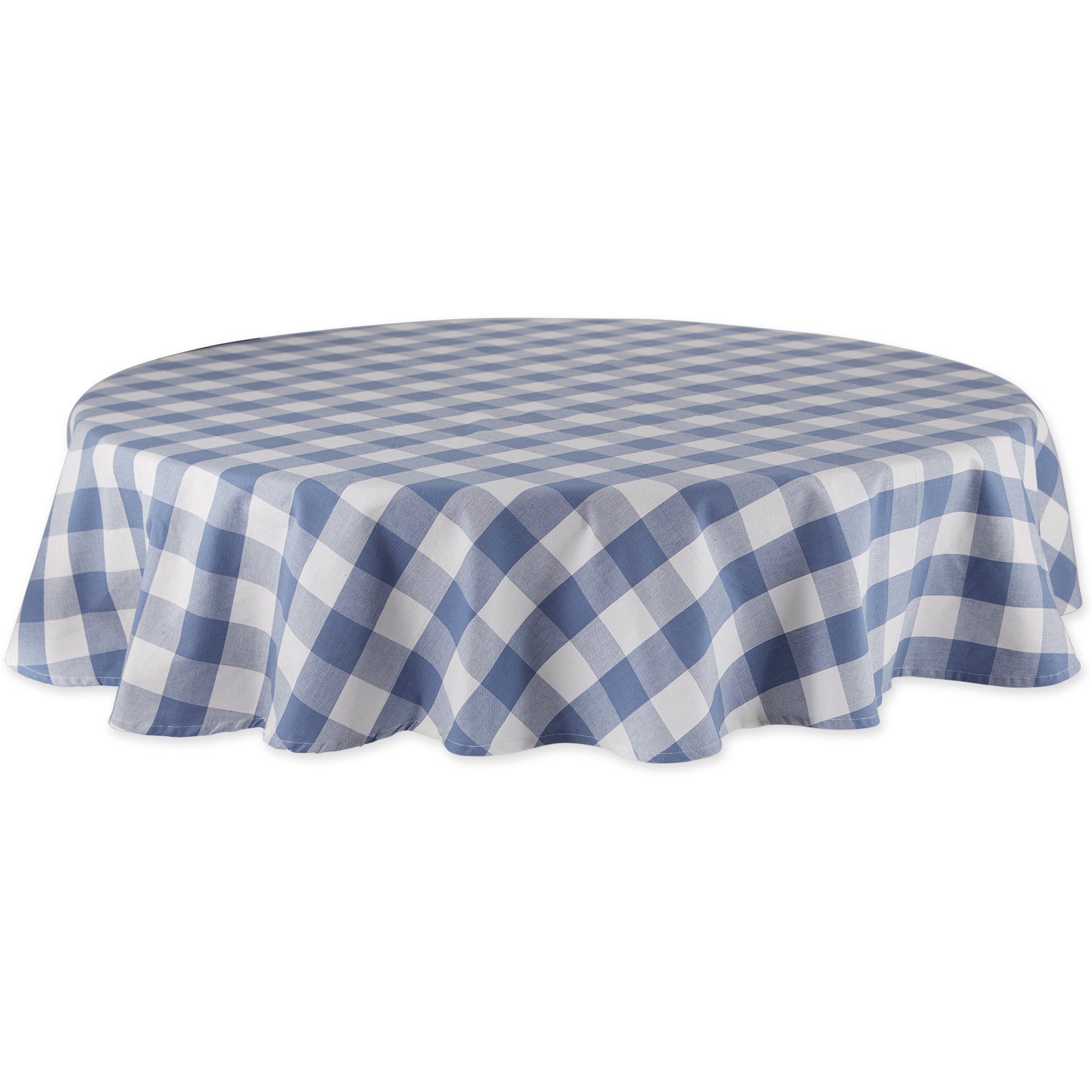 DII Stonewash Blue Buffalo Check Tablecloth 70 Round