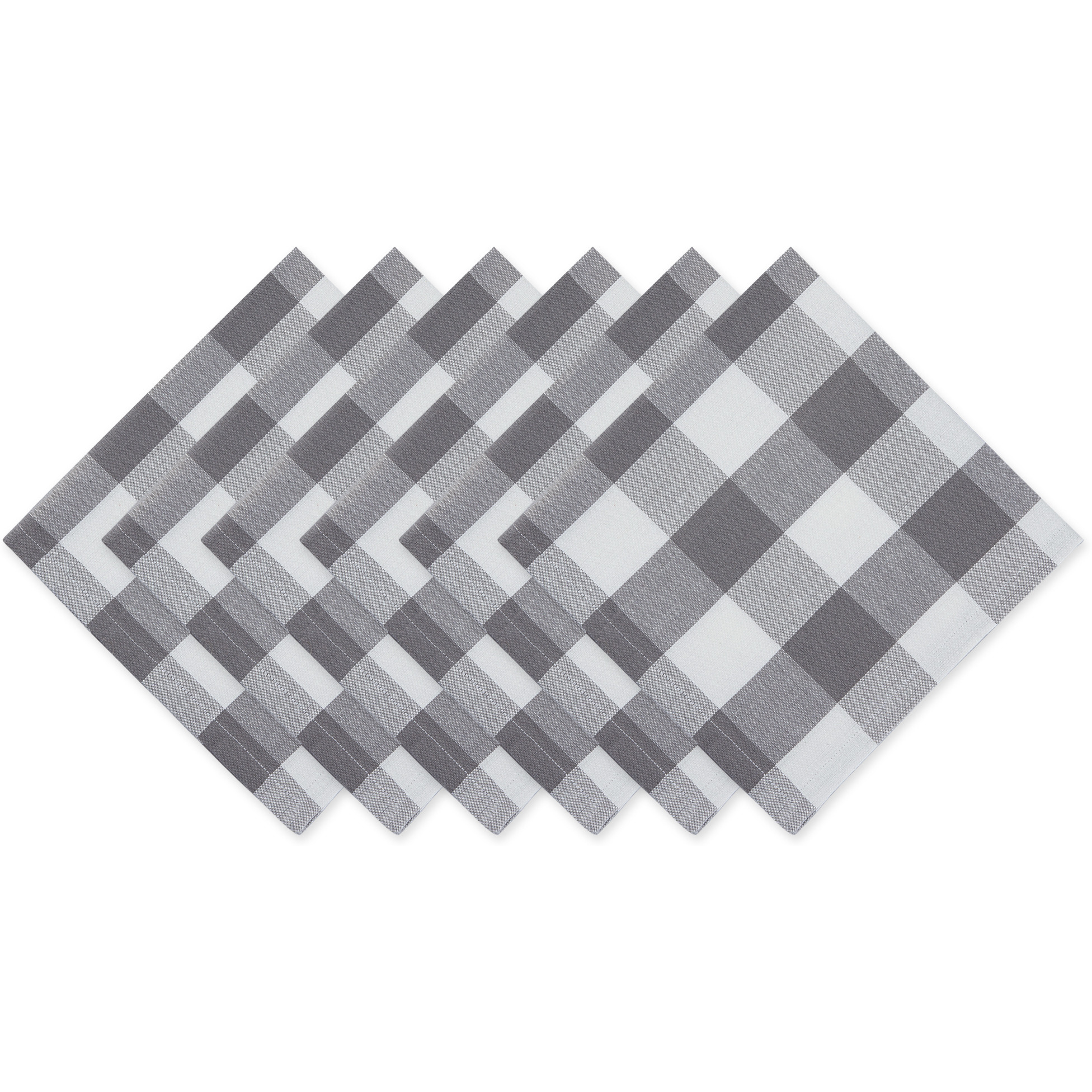 DII Gray & White Buffalo Check Napkin Set/6