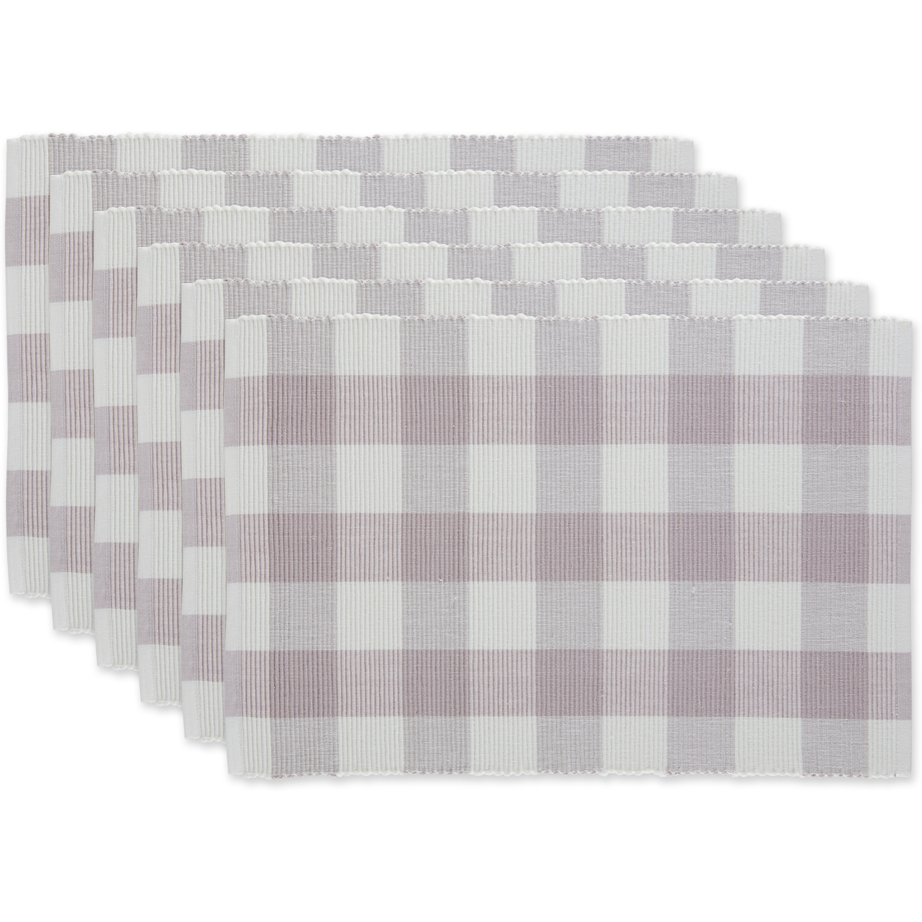 DII Dusty Lilac Buffalo Check Ribbed Placemat (Set of 6)