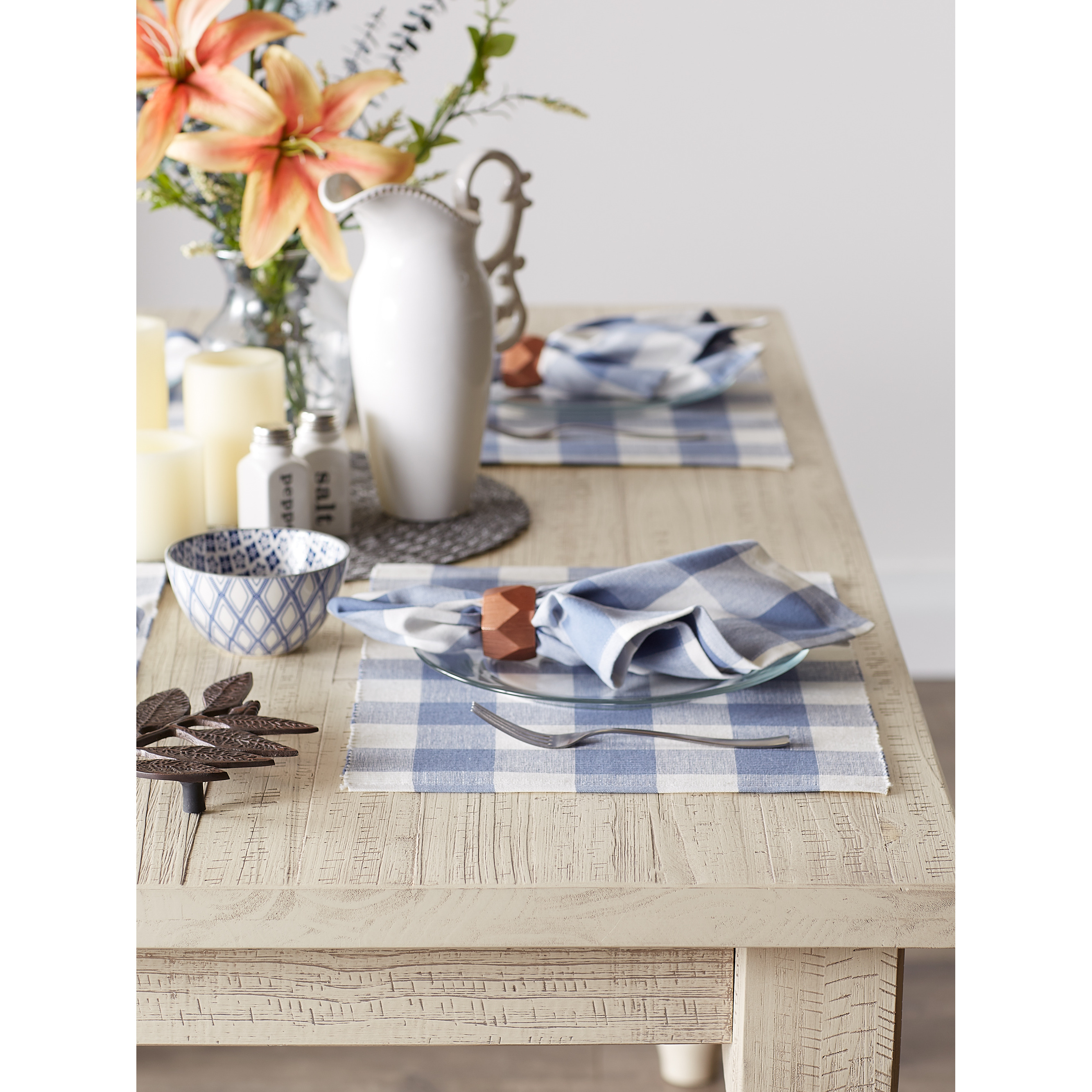DII Stonewash Blue Buffalo Check Ribbed Placemat (Set of 6)