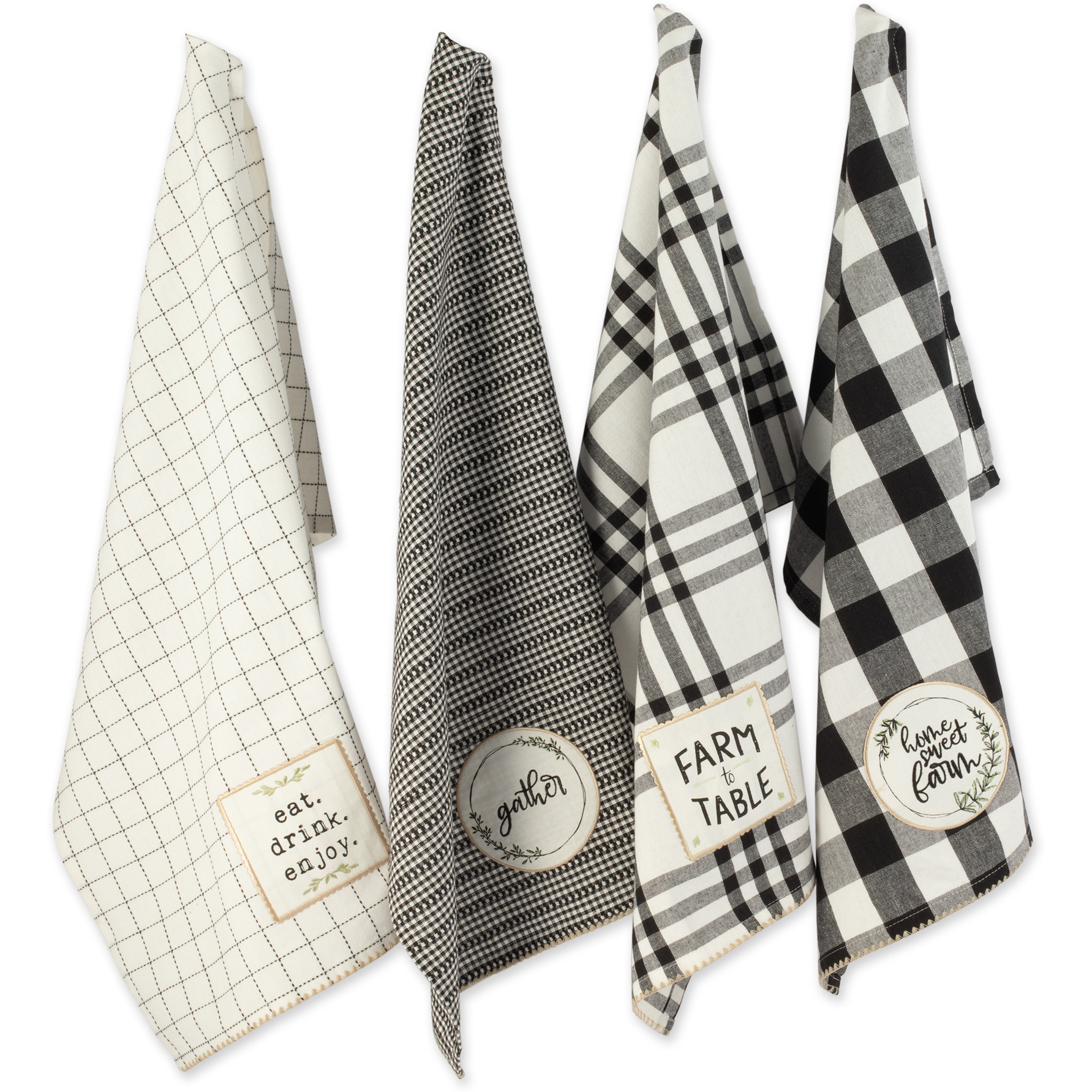 DII Home Sweet Farmhouse Kitchen Textiles, 18x28", Assorted, 4 Pieces