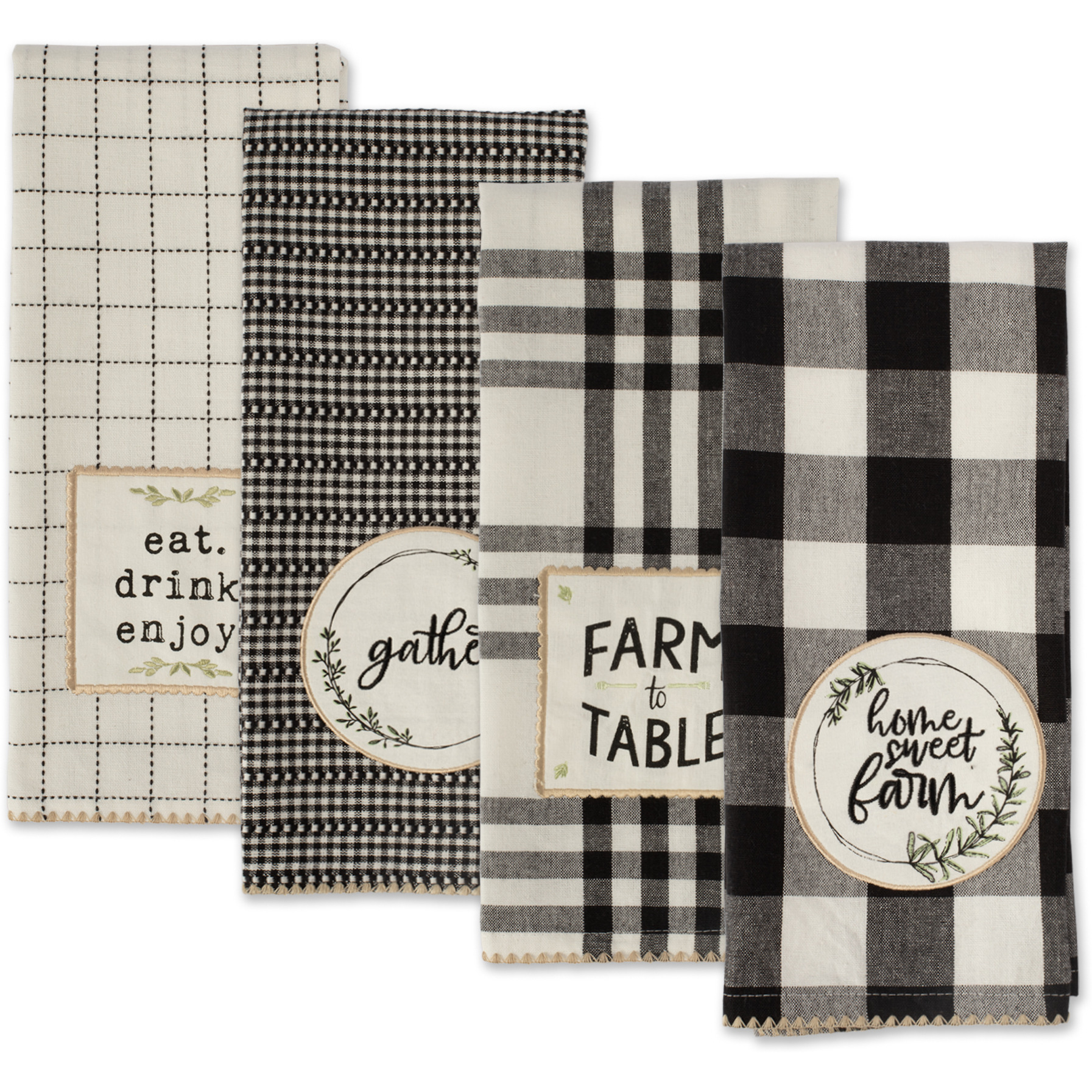 DII Home Sweet Farmhouse Kitchen Textiles, 18x28", Assorted, 4 Pieces