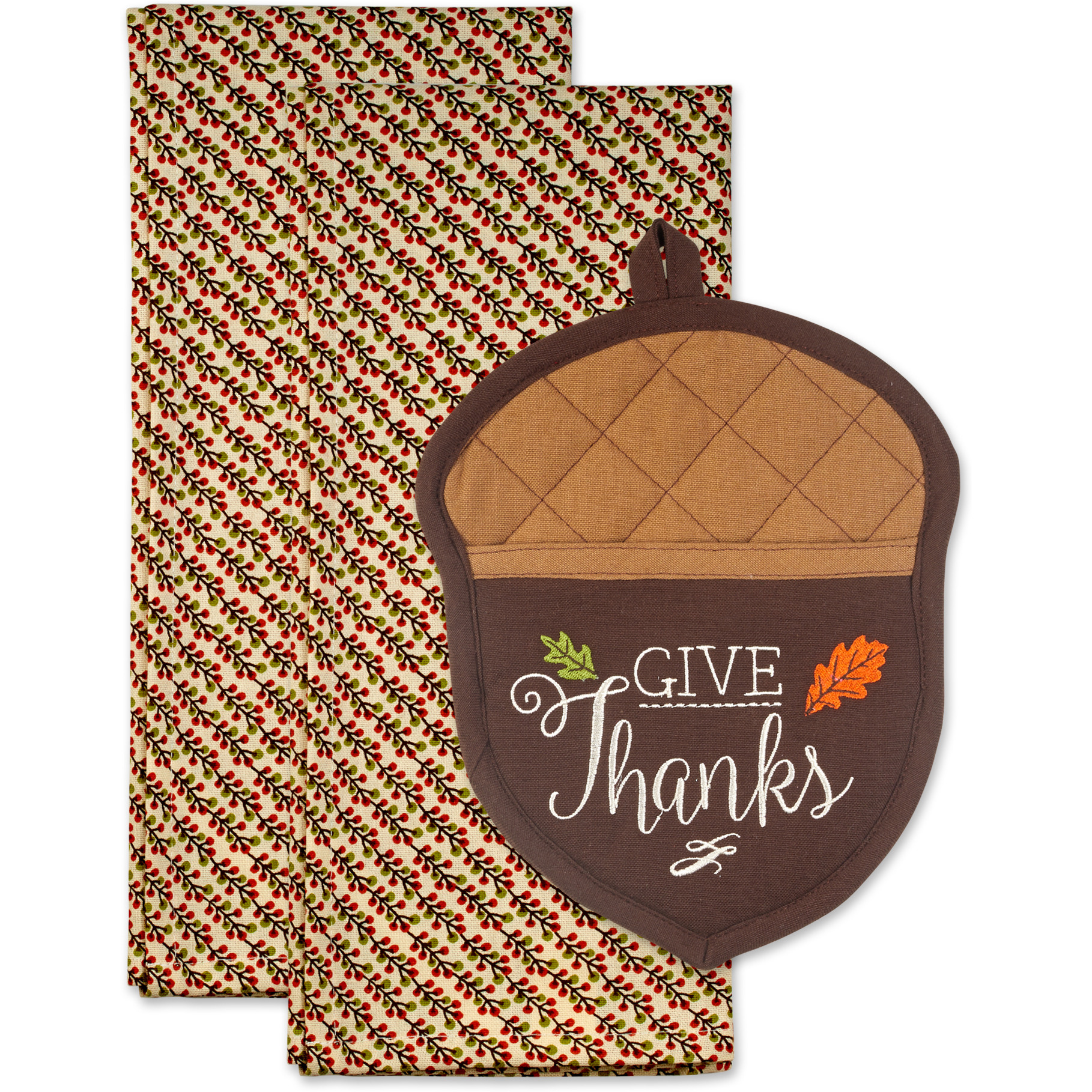 DII Thanks Acorn Potholder Gift Set/3