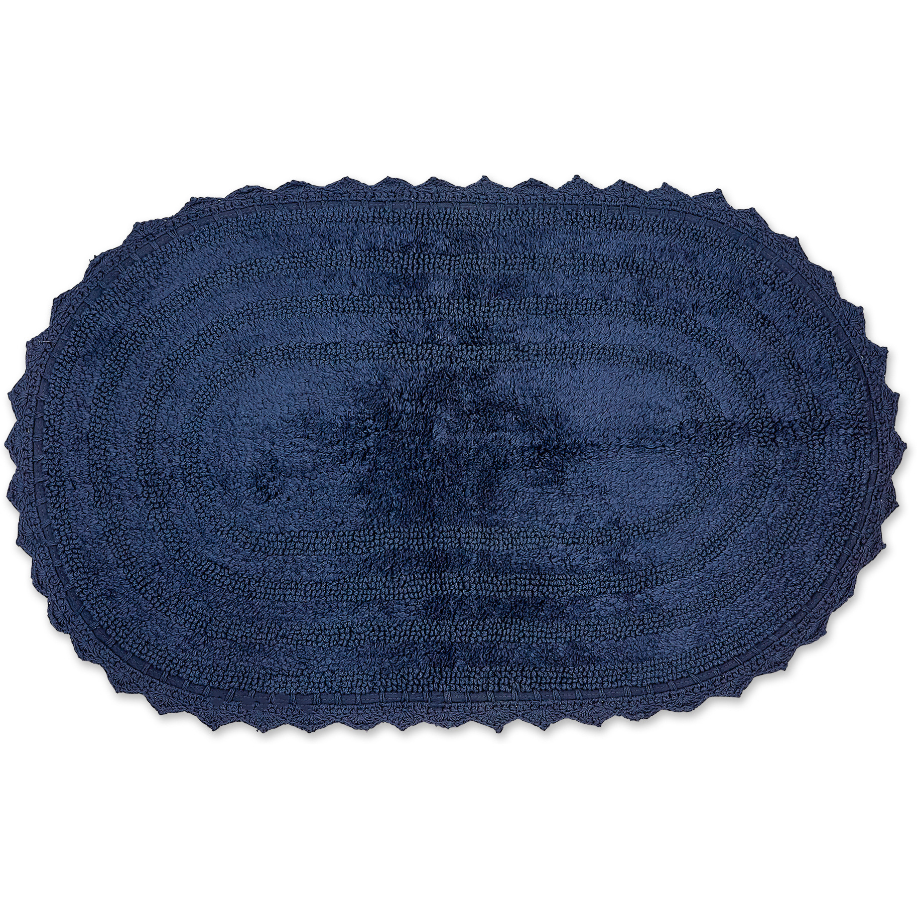 DII French Blue Large Oval Crochet Bath Mat
