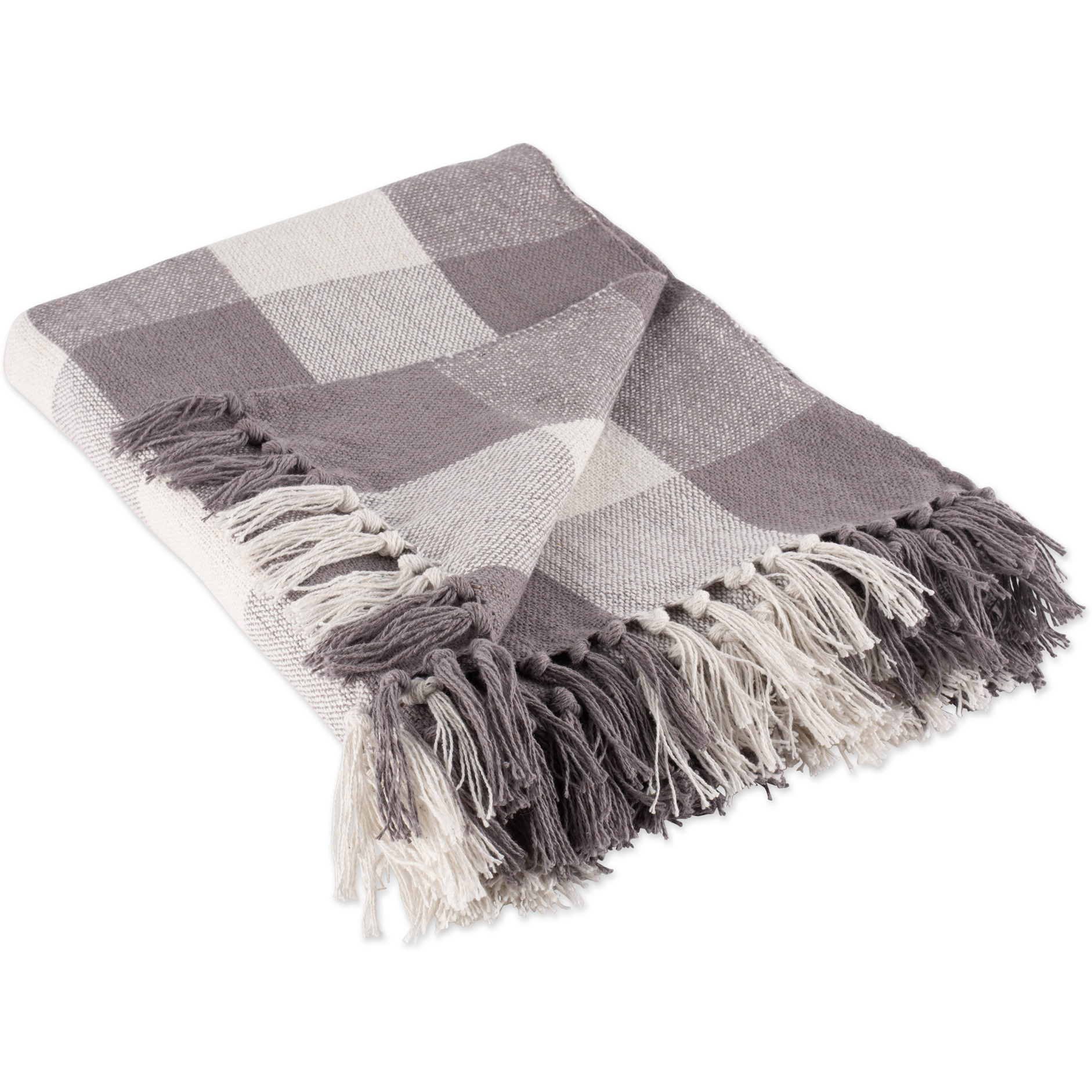 DII Gray and White Buffalo Check Throw