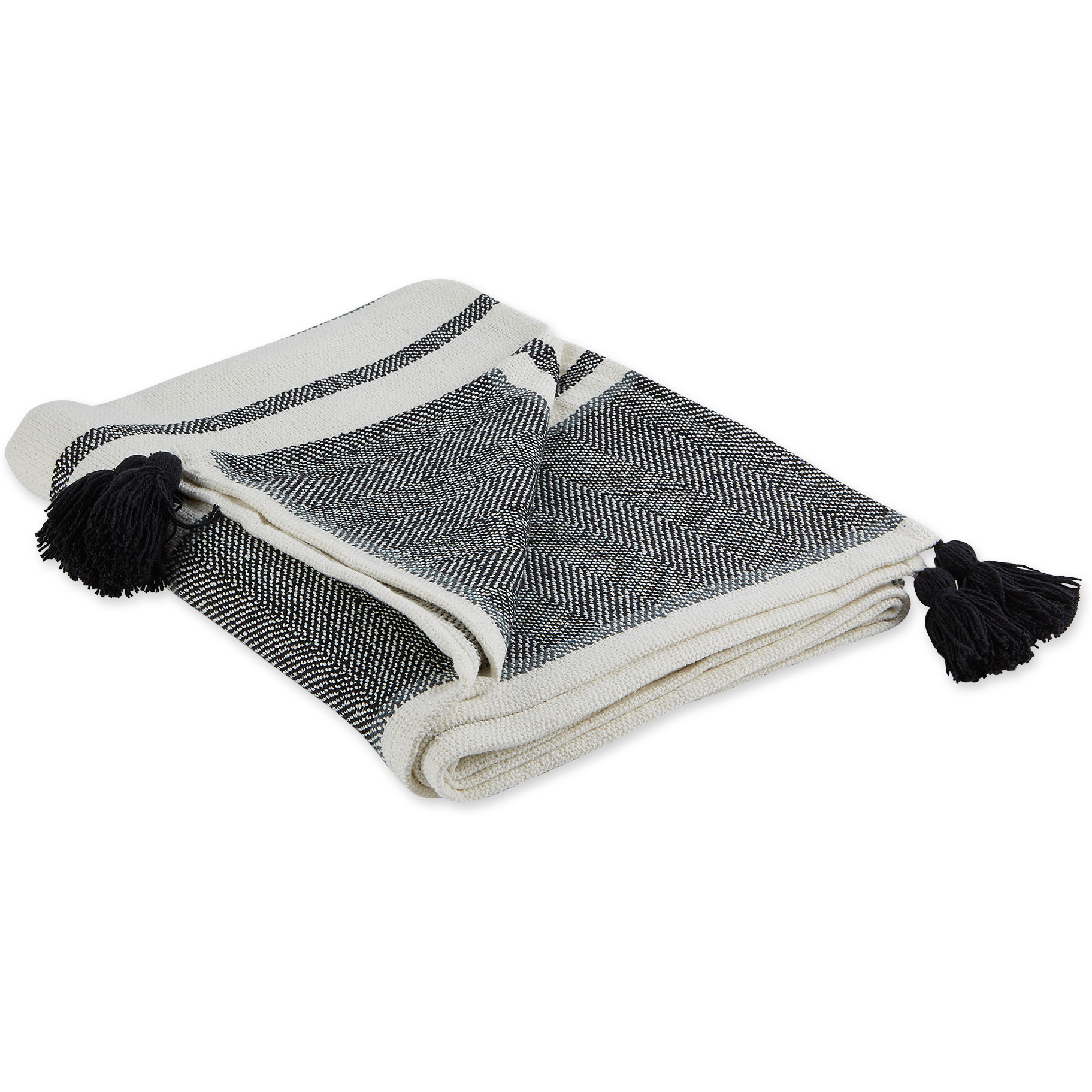 DII Black & Mineral 2-Tone Chevron Stripe Throw
