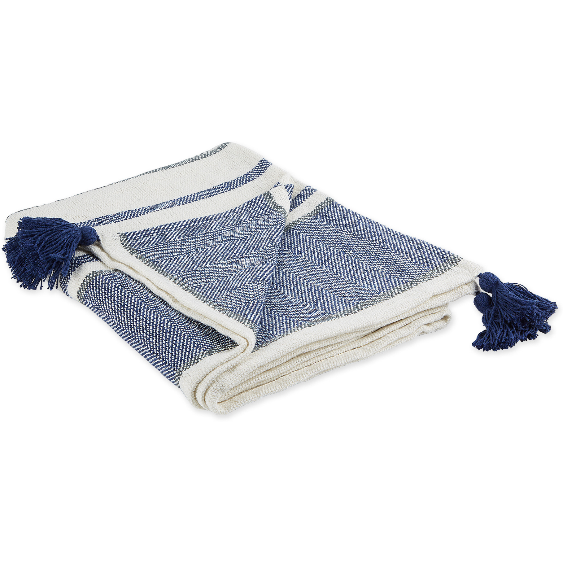 DII Navy & Mineral 2-Tone Chevron Stripe Throw