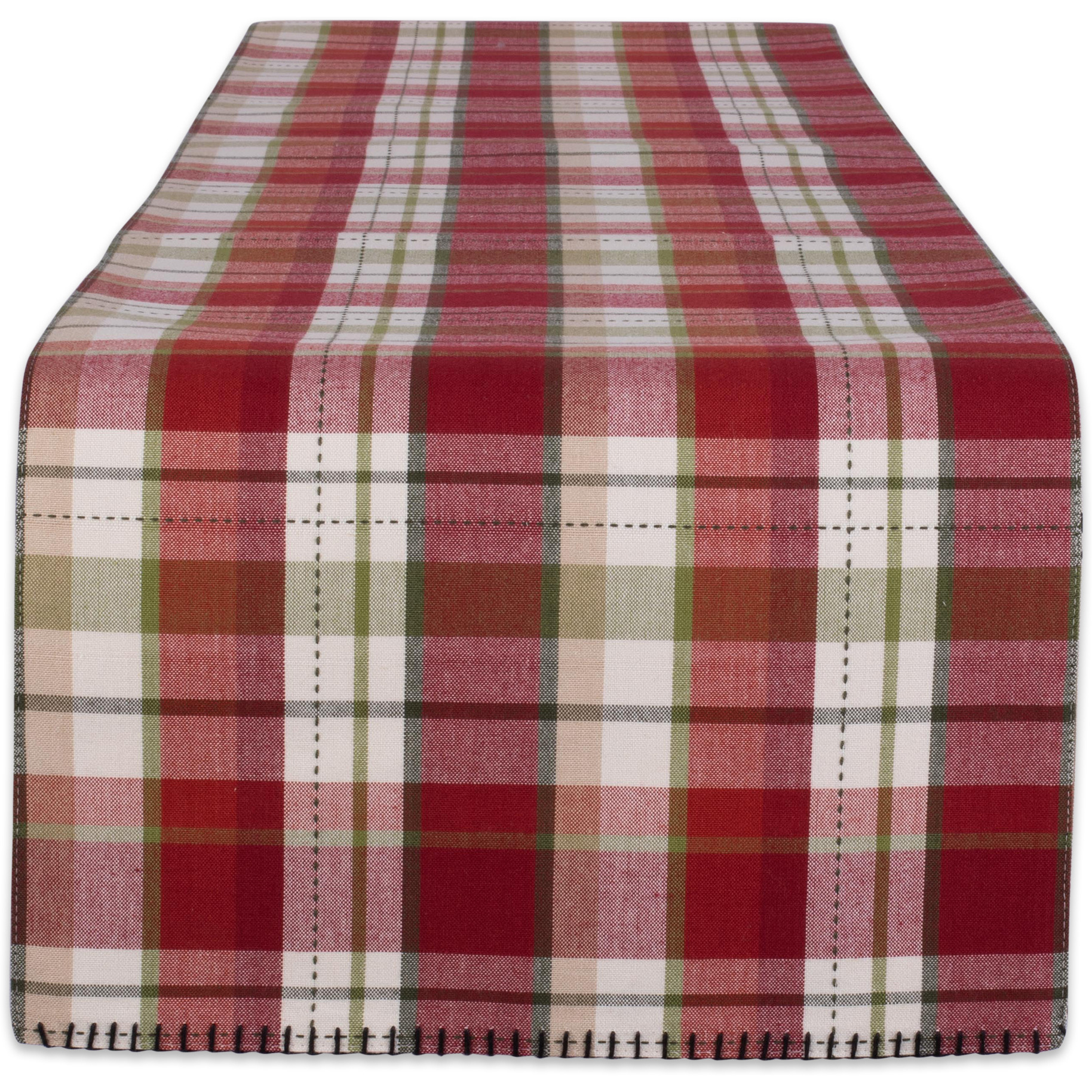 DII Mountain Trail Plaid Reversible Embellished Table Runner 14x108