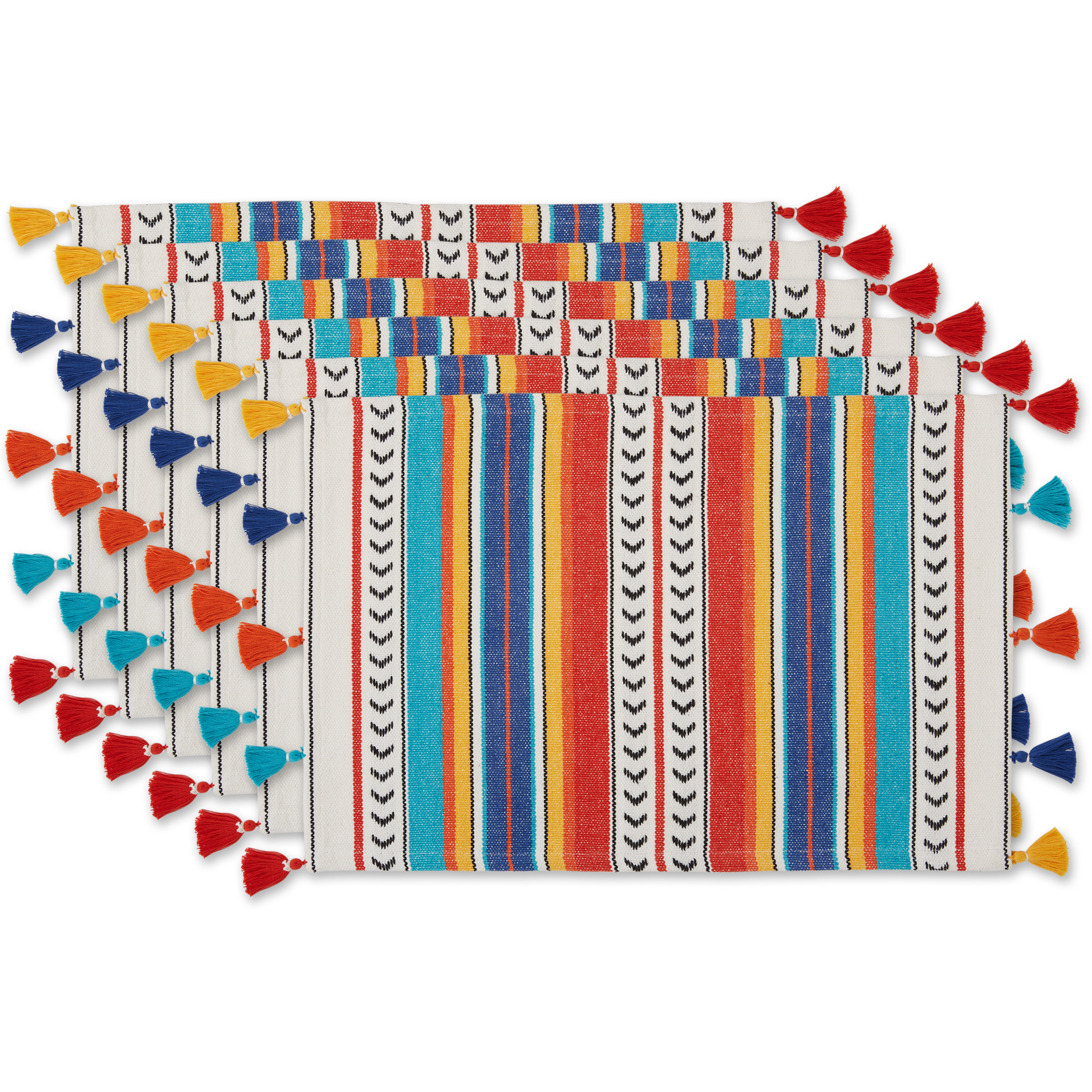 DII Picante Stripe Tassel Placemat Set of 6