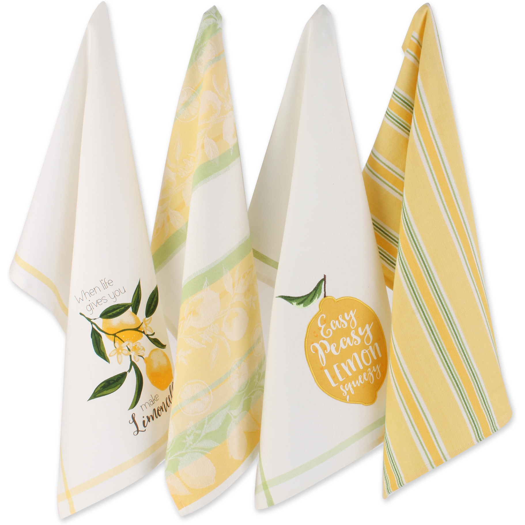 DII Lemon Bliss Kitchen Textiles, 18x28", Lemon Bliss, 4 Pieces