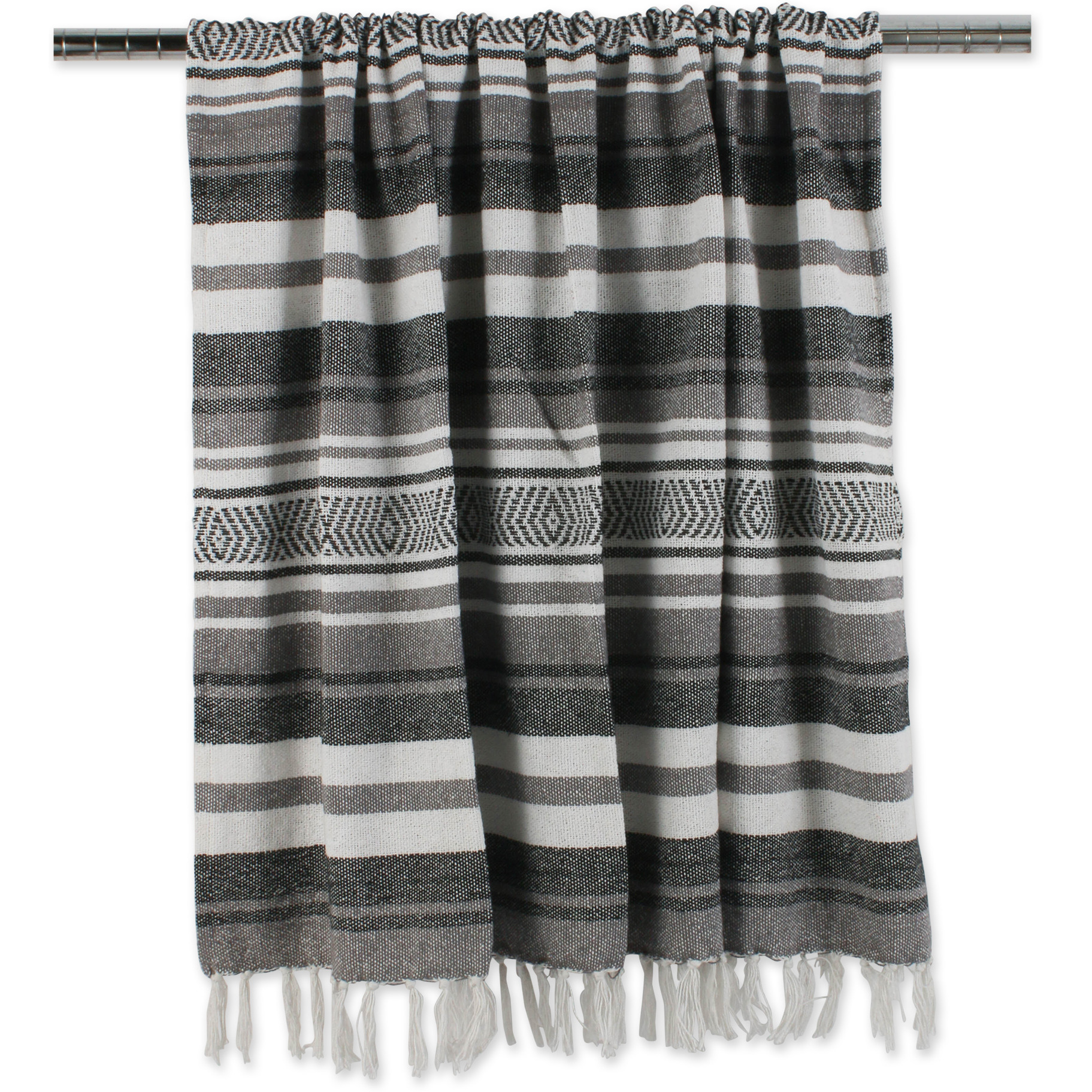 DII Farmhouse Woven Throw, 50x60" with 3" Fringe, Black, 1 Piece