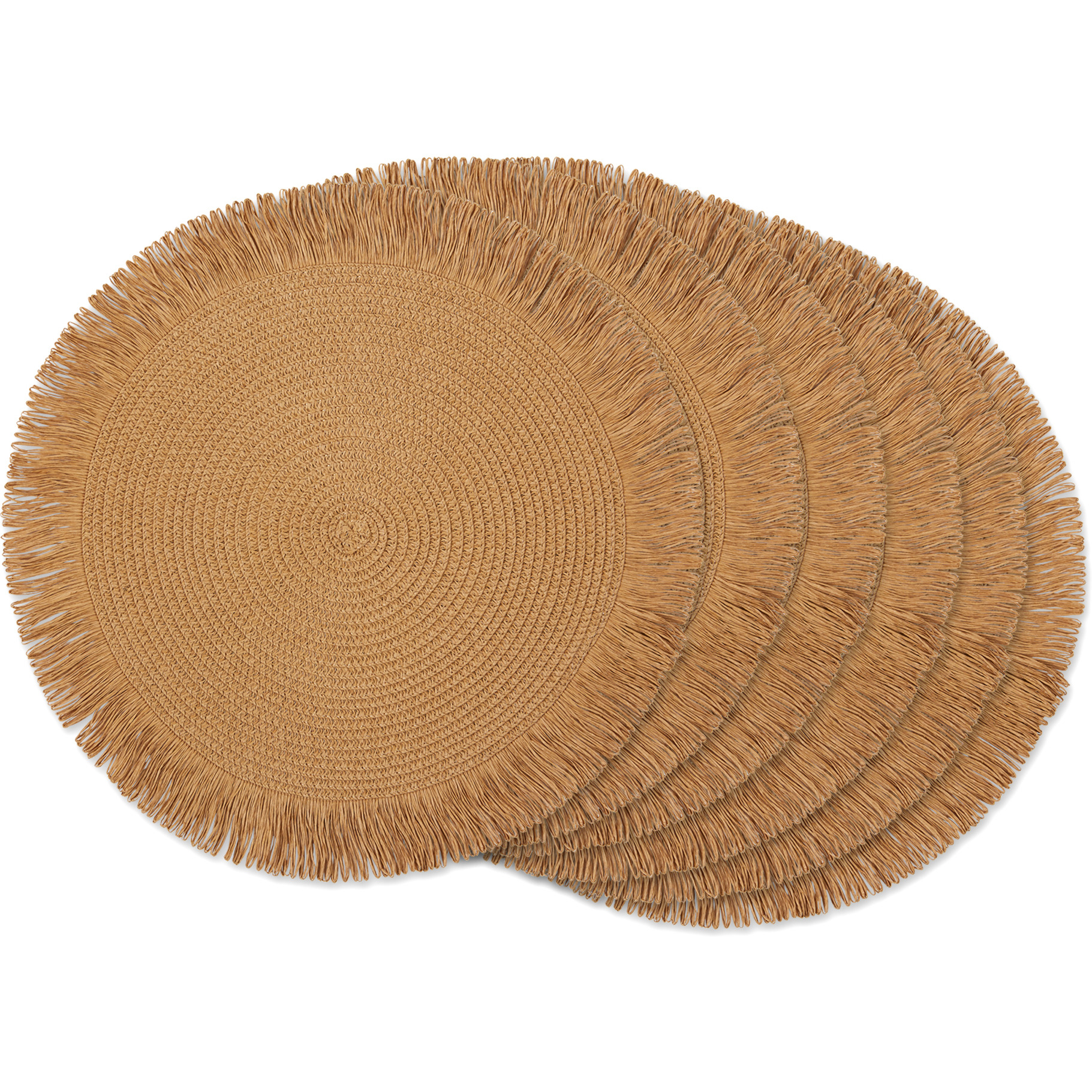 DII Natural Fringe Woven Polyester Round Placemat (Set of 6)