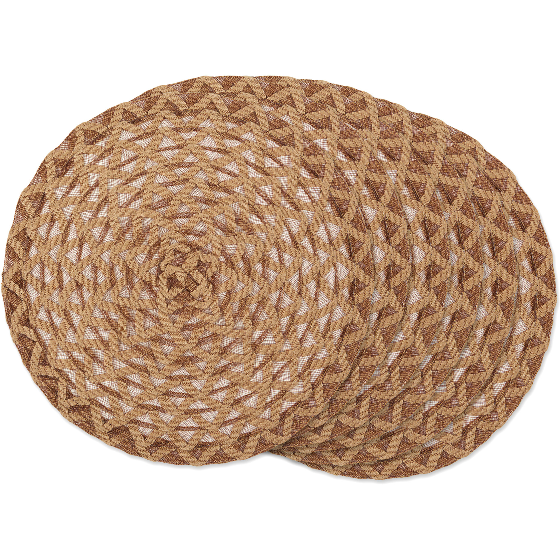 DII Natural Dahlia Woven Polyester Round Placemat (Set of 6)