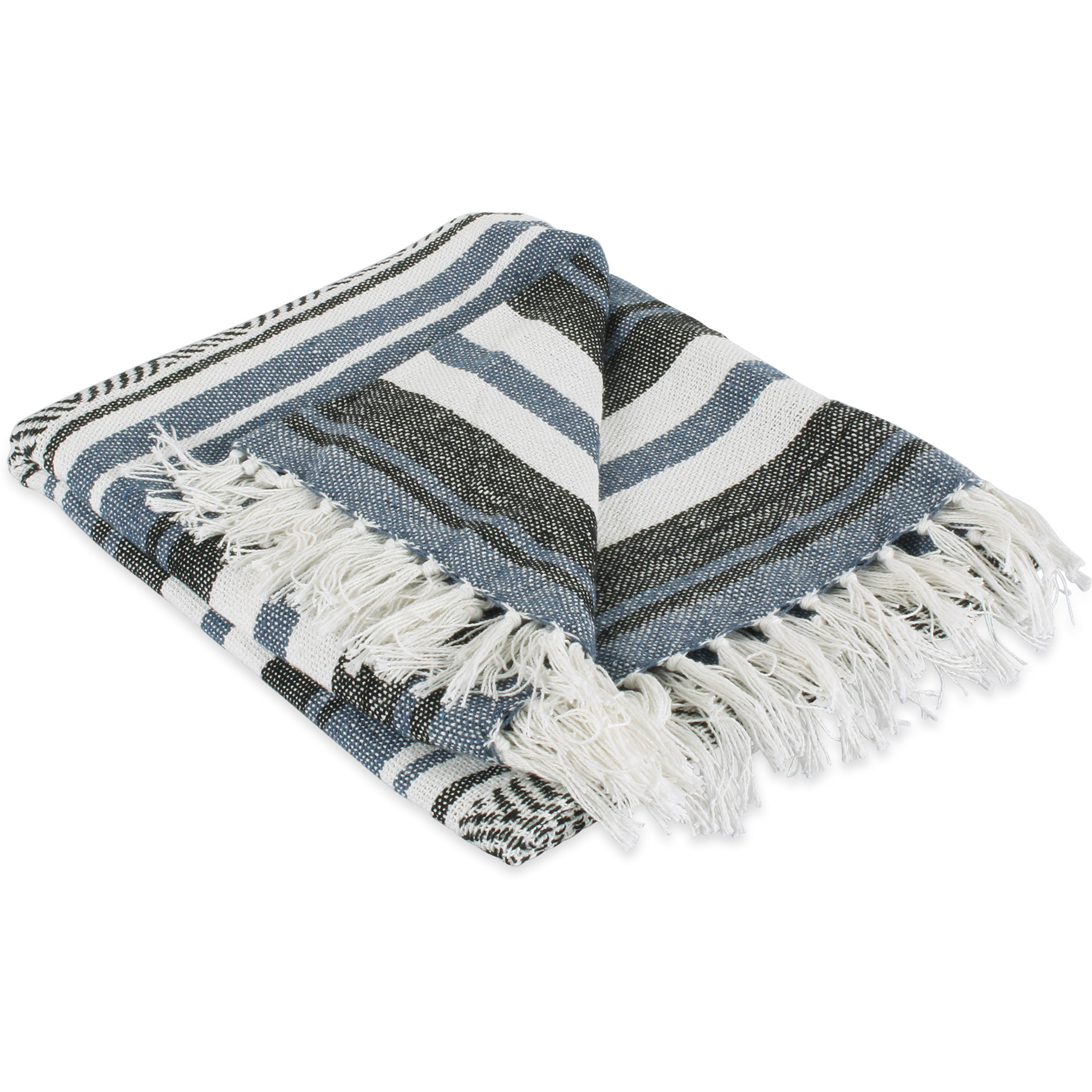 DII Farmhouse Woven Throw, 50x60" with 3" Fringe, French Blue, 1 Piece