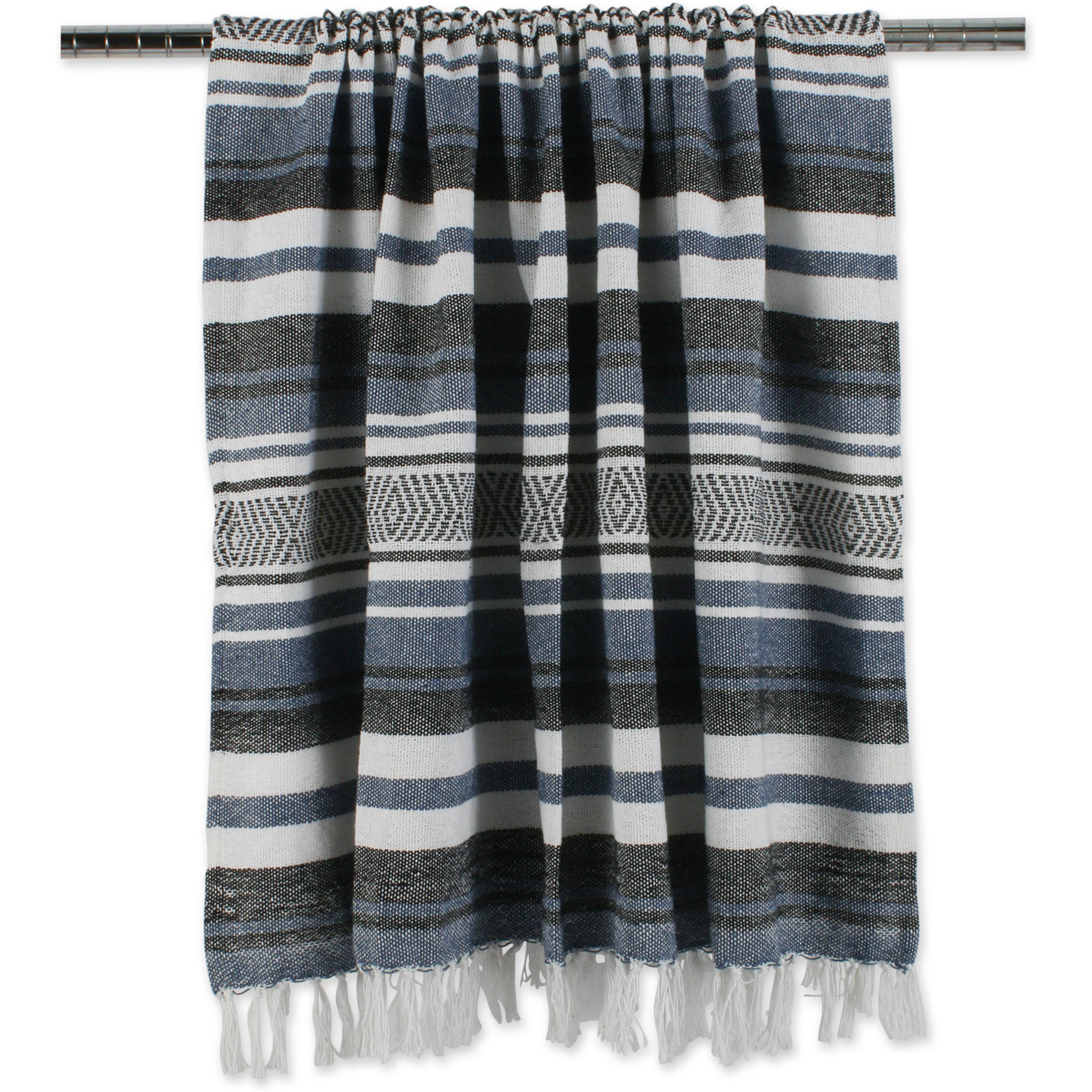 DII Farmhouse Woven Throw, 50x60" with 3" Fringe, French Blue, 1 Piece