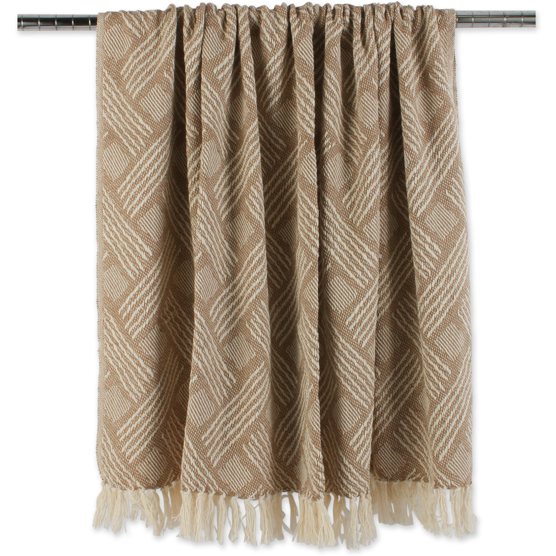 DII Basketweave Woven Throw, 50x60" with 3" Fringe, Stone, 1 Piece