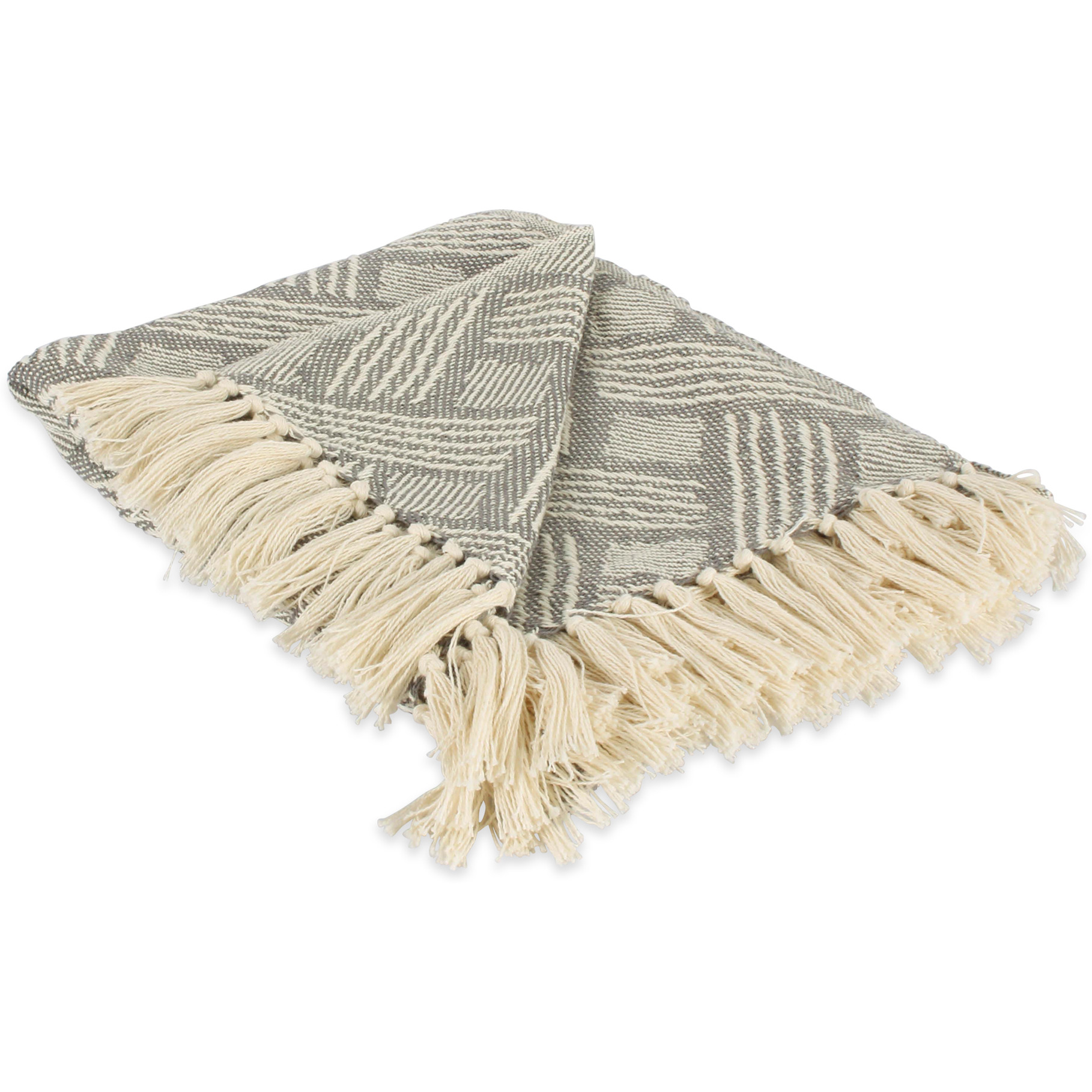 DII Basketweave Woven Throw, 50x60" with 3" Fringe, Gray, 1 Piece